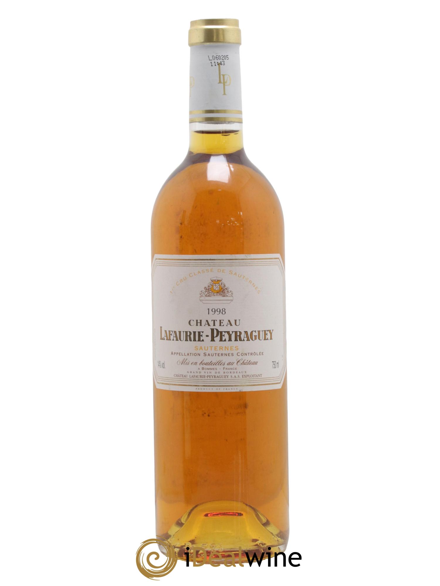 Château Lafaurie-Peyraguey 1er Grand Cru Classé 1998 - Lot de 1 bouteille - 0