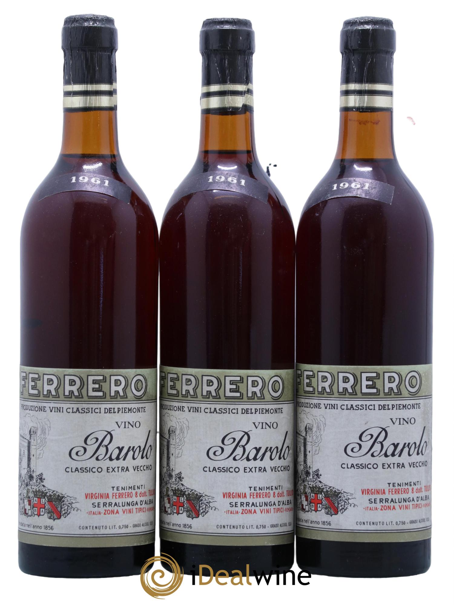 Barolo Classico Extra Vecchio Ferrero 1961 - Lot de 3 bouteilles - 0