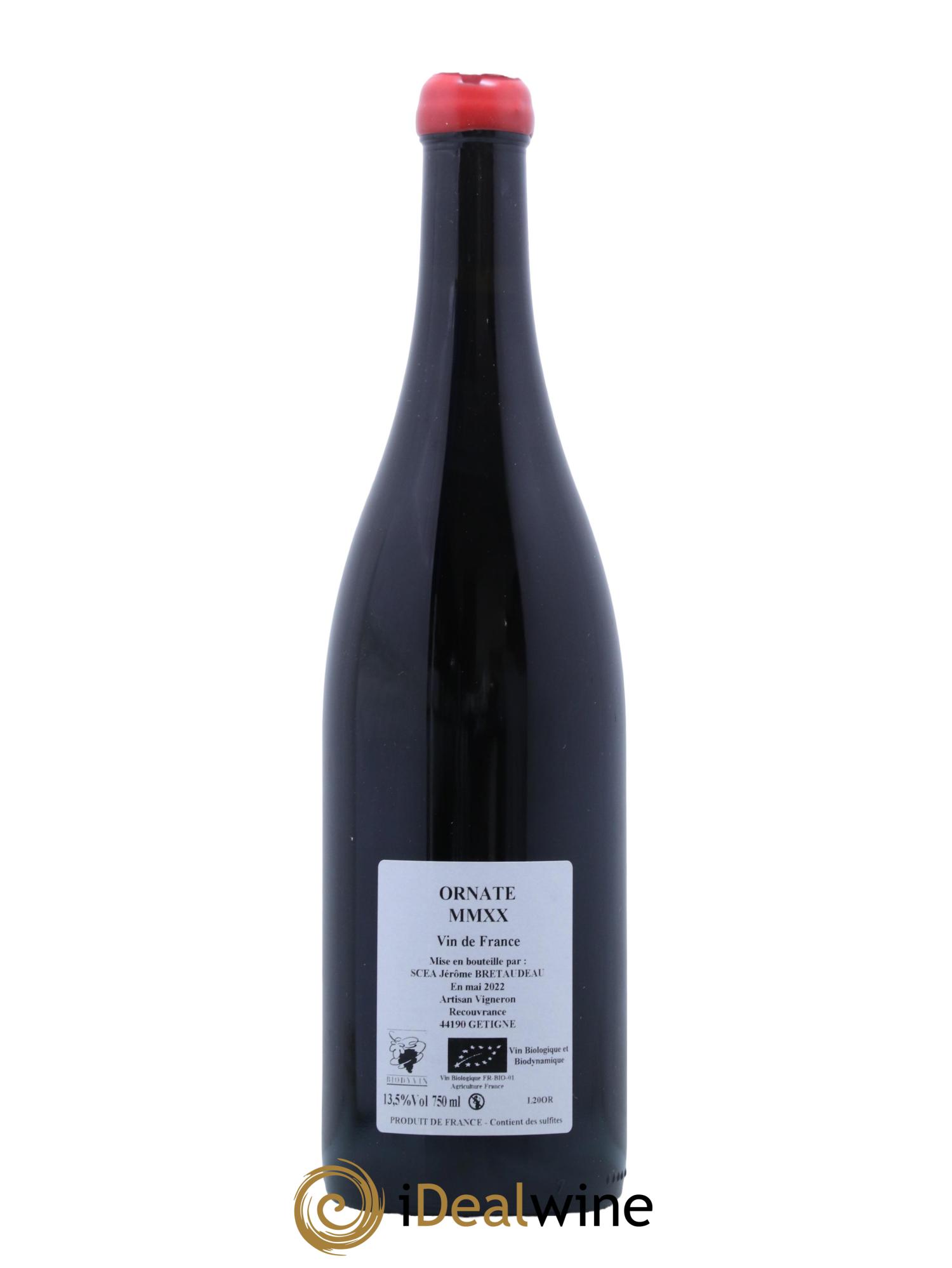 Vin de France Merlot Ornaté Jérôme Bretaudeau - Domaine de Bellevue 2020 - Lot de 1 bouteille - 1