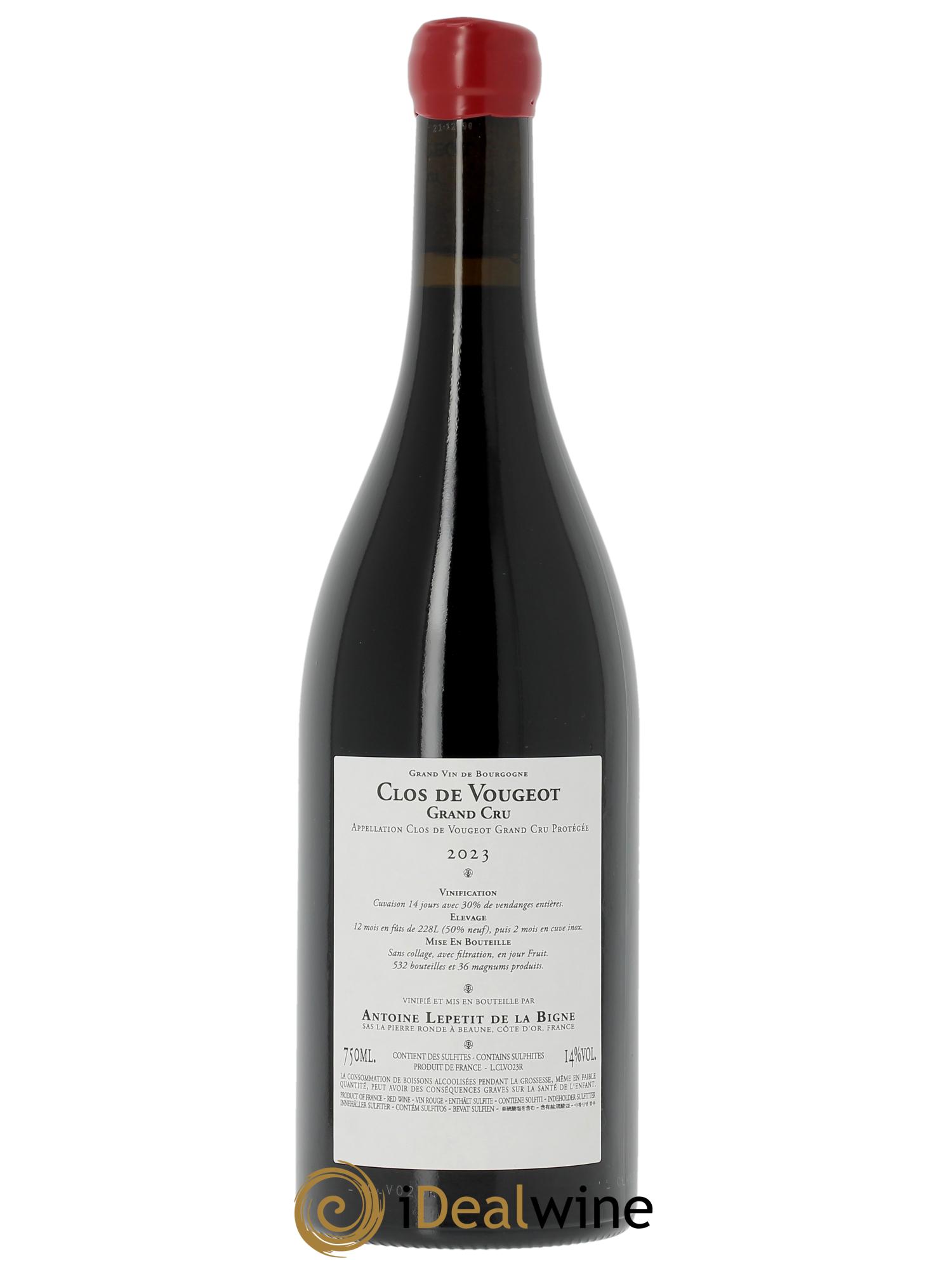 Clos de Vougeot Grand Cru Antoine Lepetit de la Bigne 2023 - Posten von 1 Flasche - 1