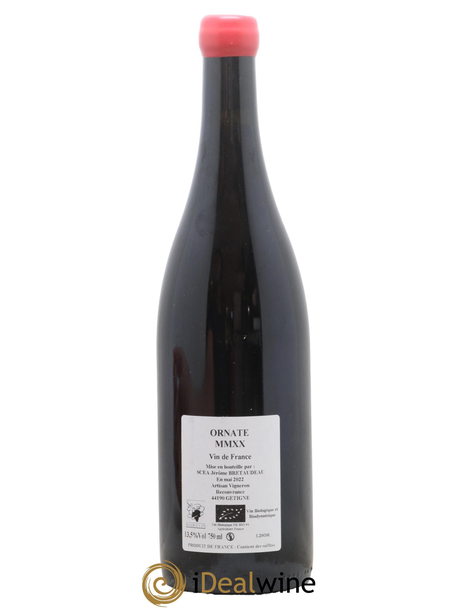 Vin de France Merlot Ornaté Jérôme Bretaudeau - Domaine de Bellevue 2020 - Lot de 1 bouteille - 1