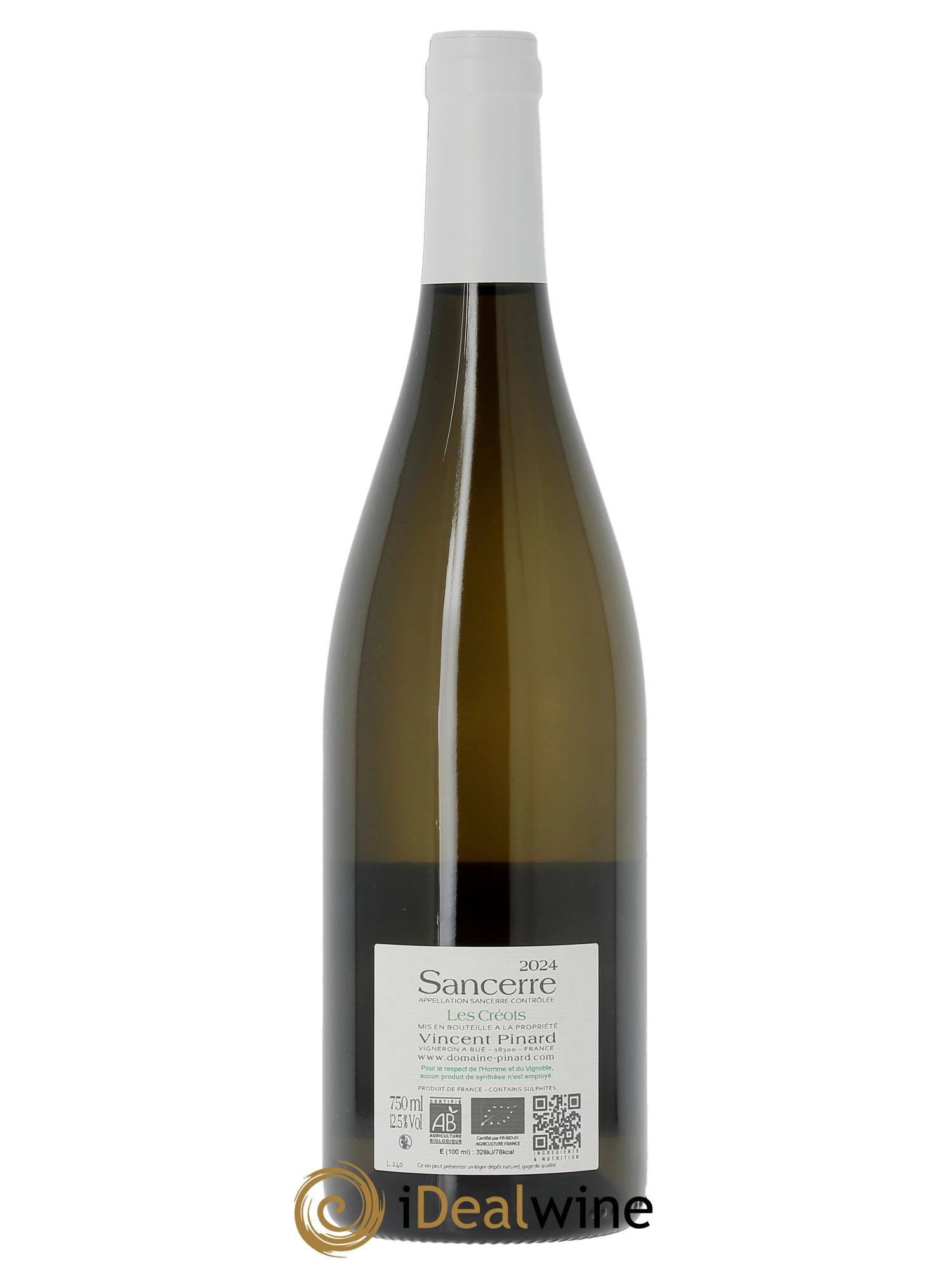 Sancerre Les Créots (anciennement Clémence) Vincent Pinard  2024 - Lot de 1 bouteille - 1