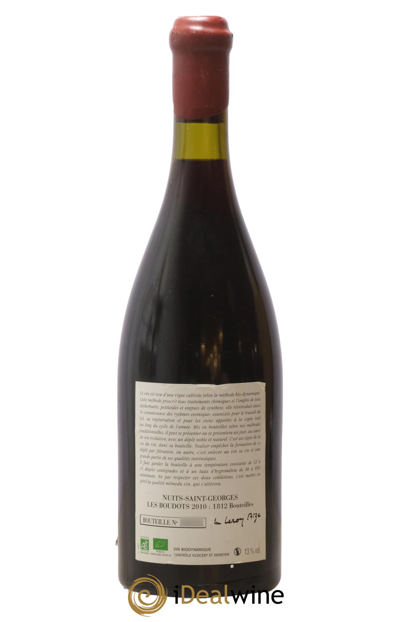 Nuits-Saint-Georges 1er Cru Aux Boudots Leroy (Domaine) 2010 - Lotto di 1 bottiglia - 1