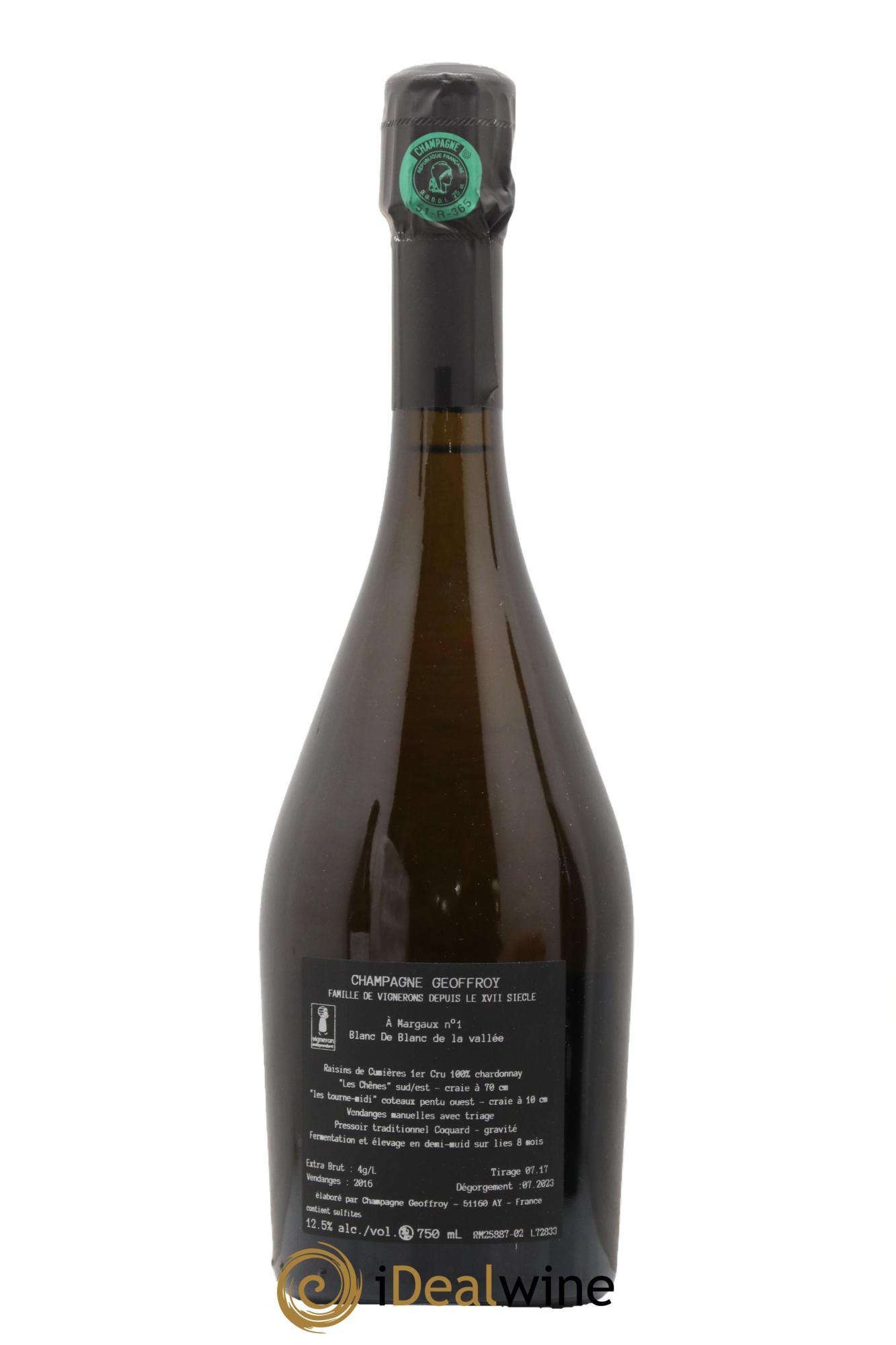 Champagne 1er cru Extra Brut Blanc de Blancs Volupté Maison Geoffroy 2016 - Lot de 1 bouteille - 1