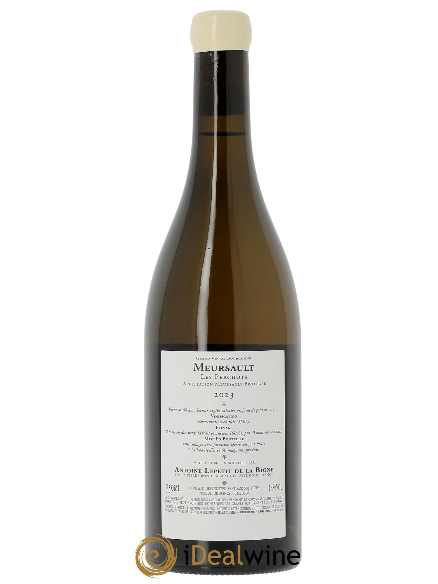 Meursault Les Perchots Antoine Lepetit de la Bigne  2023 - Lot de 1 bouteille - 1
