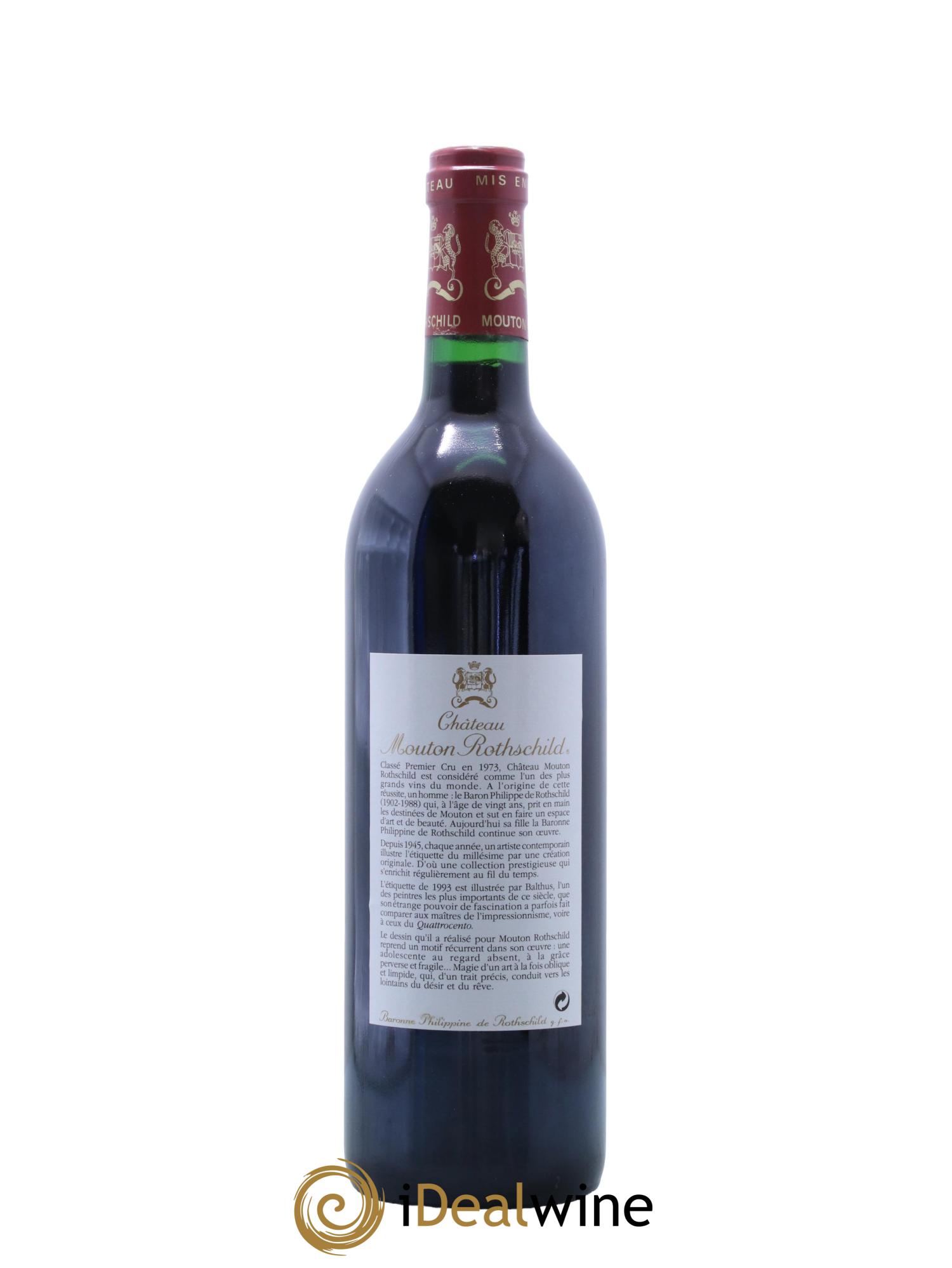 Château Mouton Rothschild 1er Grand Cru Classé 1993 - Lot de 1 bouteille - 1