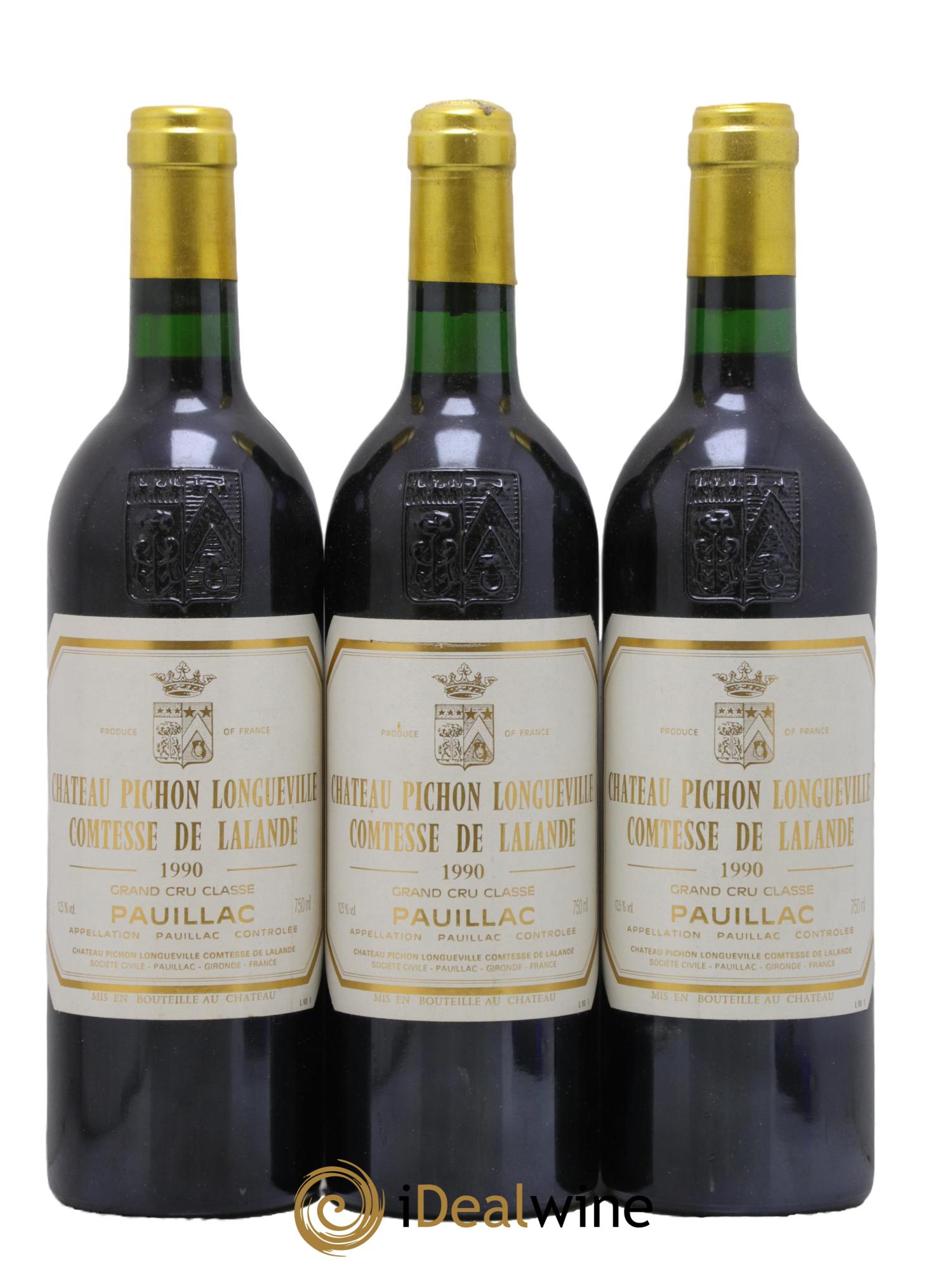 Château Pichon Longueville Comtesse de Lalande 2ème Grand Cru Classé 1990 - Lot de 3 bouteilles - 0