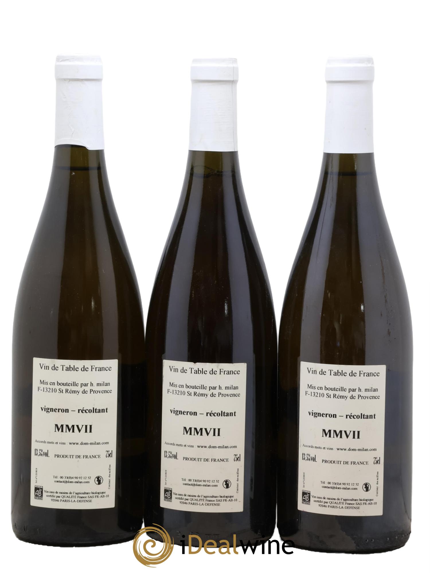 Vin de France Le Grand Blanc Henri Milan 2007 - Lot de 3 bouteilles - 1