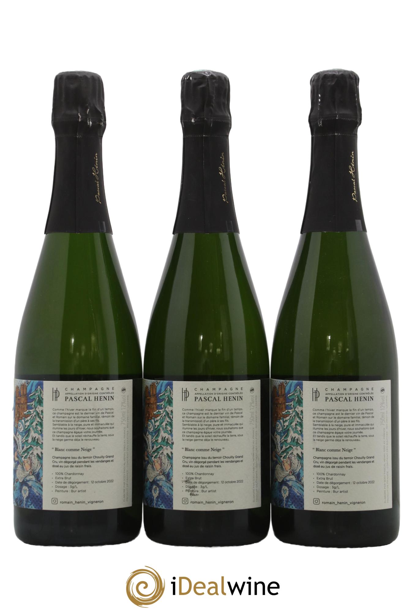 Blanc Comme Neige Pascal Henin - Romain Henin - Lot of 3 bottles - 1