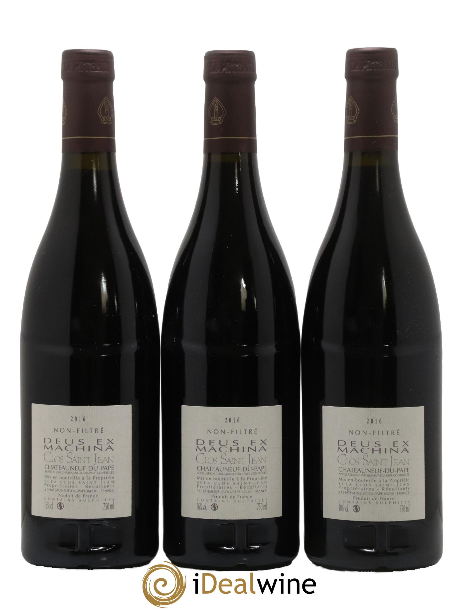 Châteauneuf-du-Pape Clos Saint-Jean Deus Ex Machina Pascal et Vincent Maurel 2016 - Lot of 3 bottles - 1