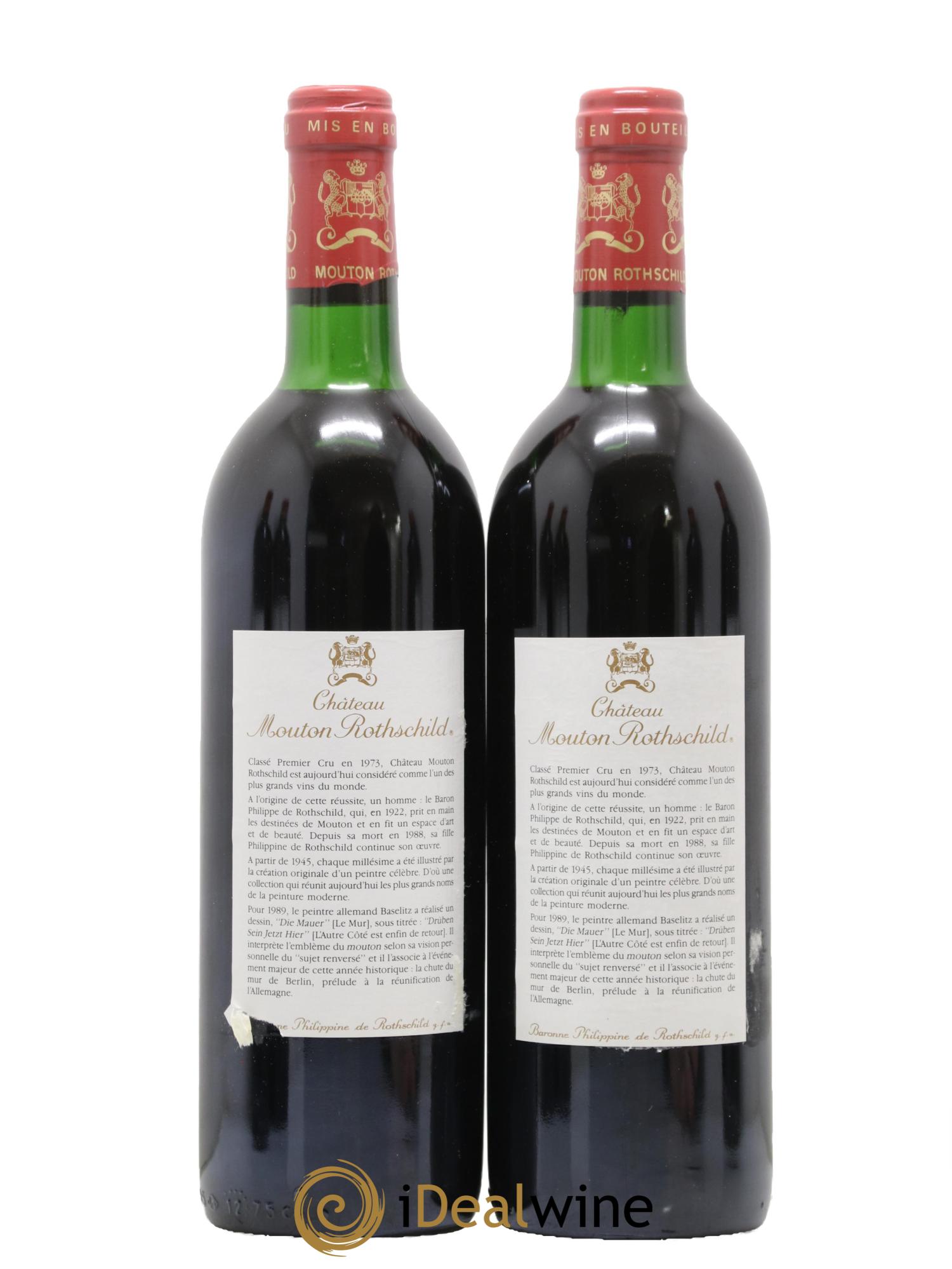 Château Mouton Rothschild 1er Grand Cru Classé 1989 - Lot de 2 bouteilles - 1