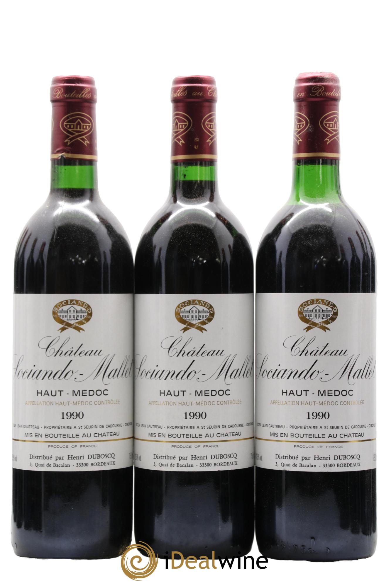 Château Sociando Mallet 1990 - Lot de 12 bouteilles - 1