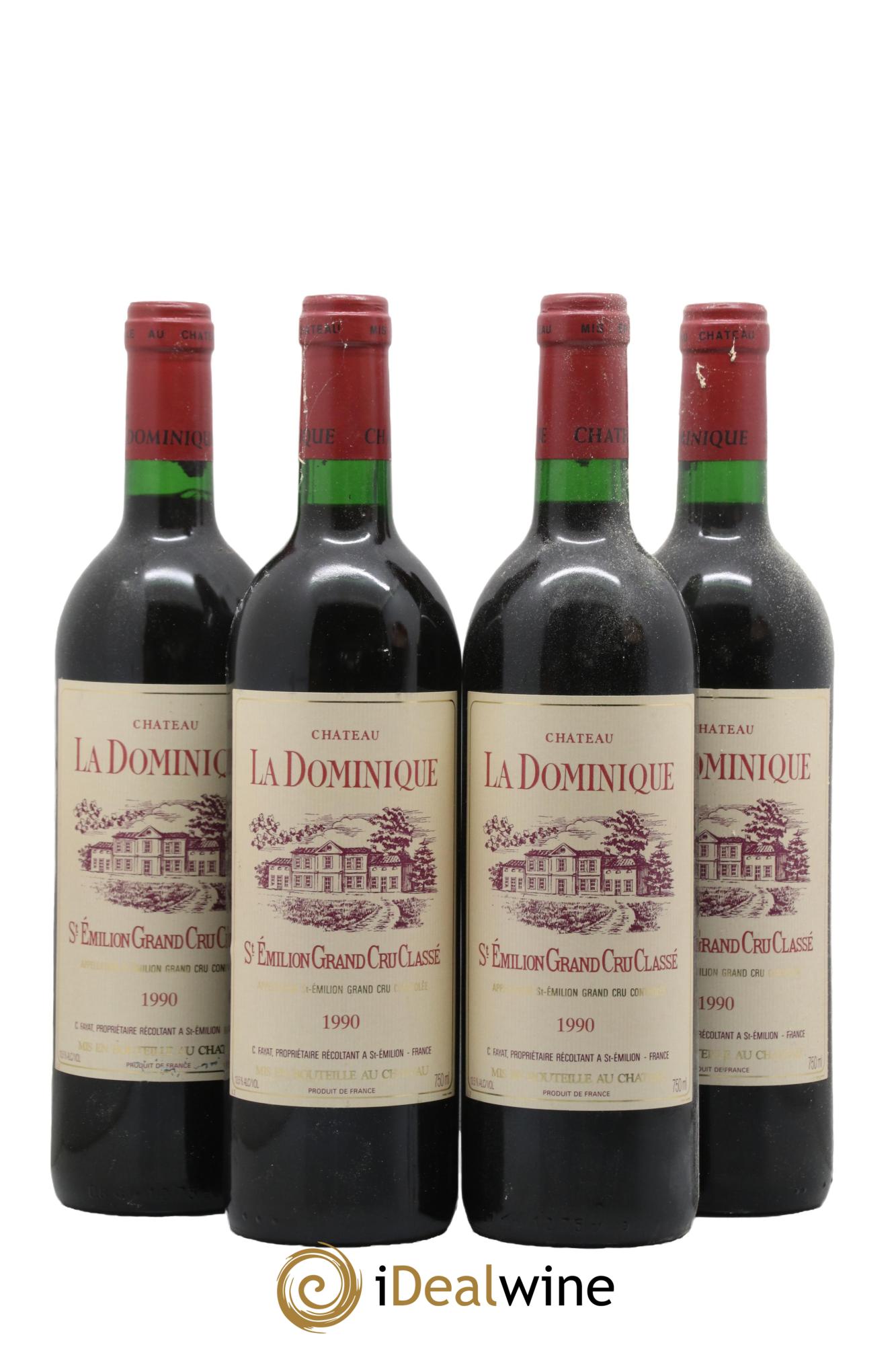 Château la Dominique Grand Cru Classé 1990 - Lot de 4 bouteilles - 0