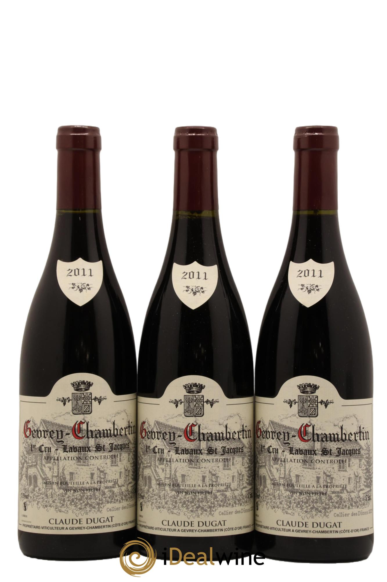 Gevrey-Chambertin 1er Cru Lavaux Saint-Jacques Claude Dugat 2011 - Lot de 3 bouteilles - 0