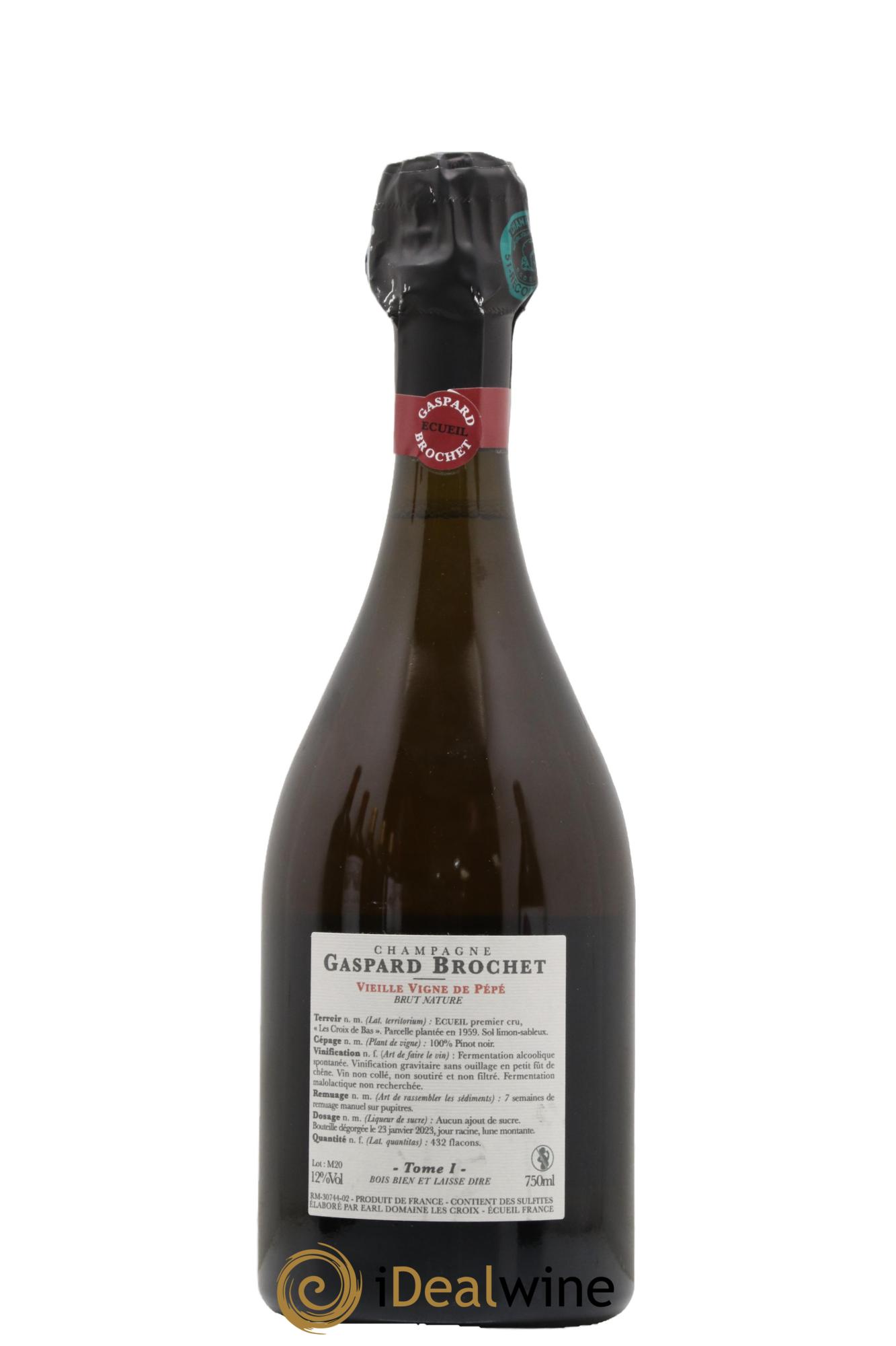 Blanc de Noirs Brut Nature Vieille Vigne de Pépé Tome I Gaspard Brochet - Lotto di 1 bottiglia - 1