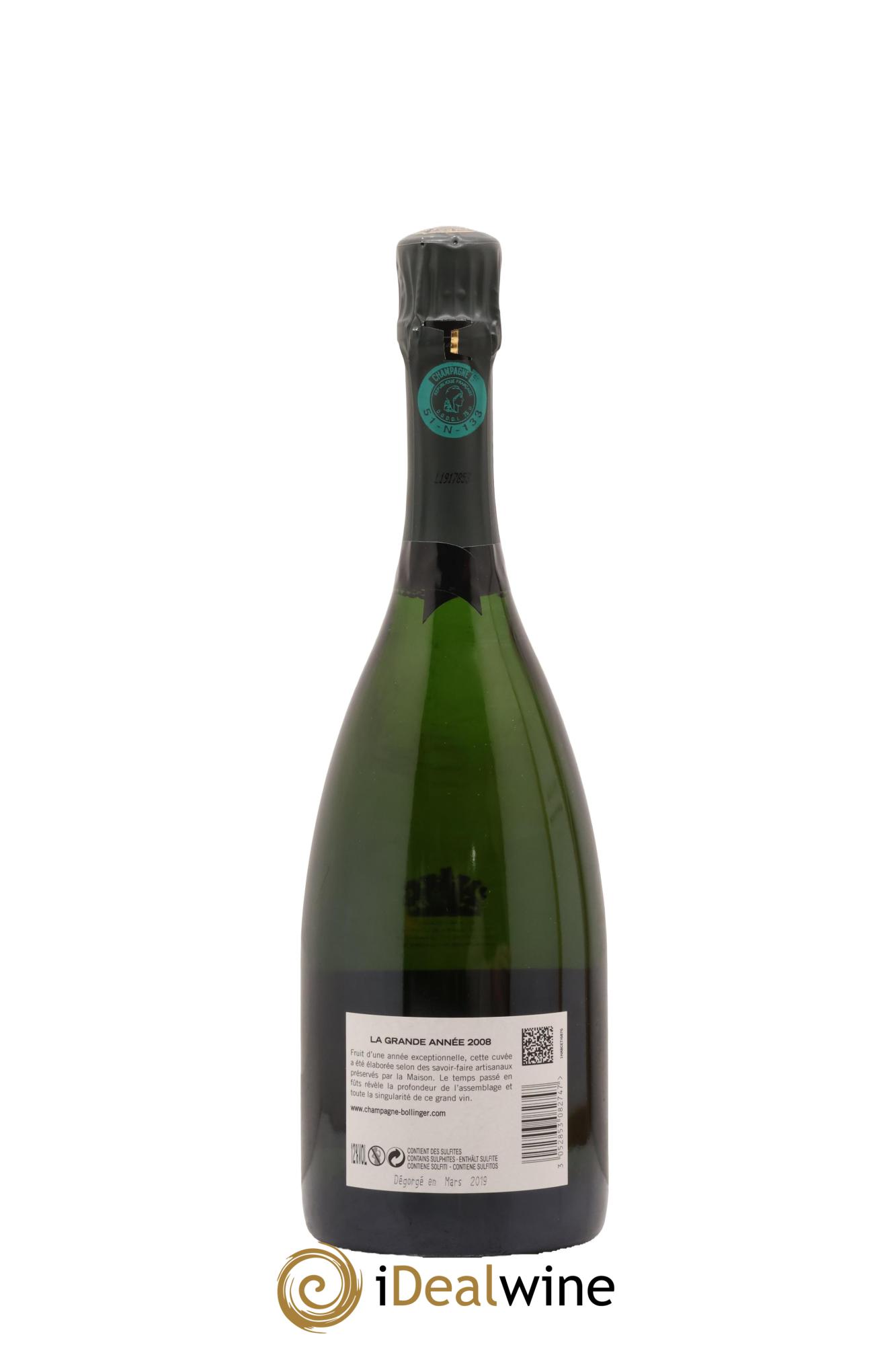 La Grande Année Brut Bollinger 2008 - Lote de 1 botella - 2