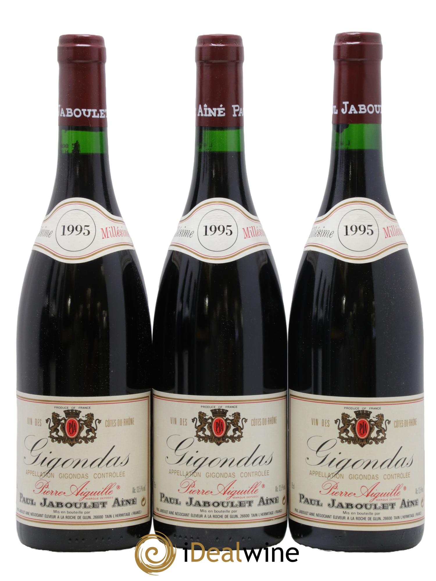 Gigondas Pierre Aiguille Paul Jaboulet Ainé 1995 - Lot de 3 bouteilles - 0