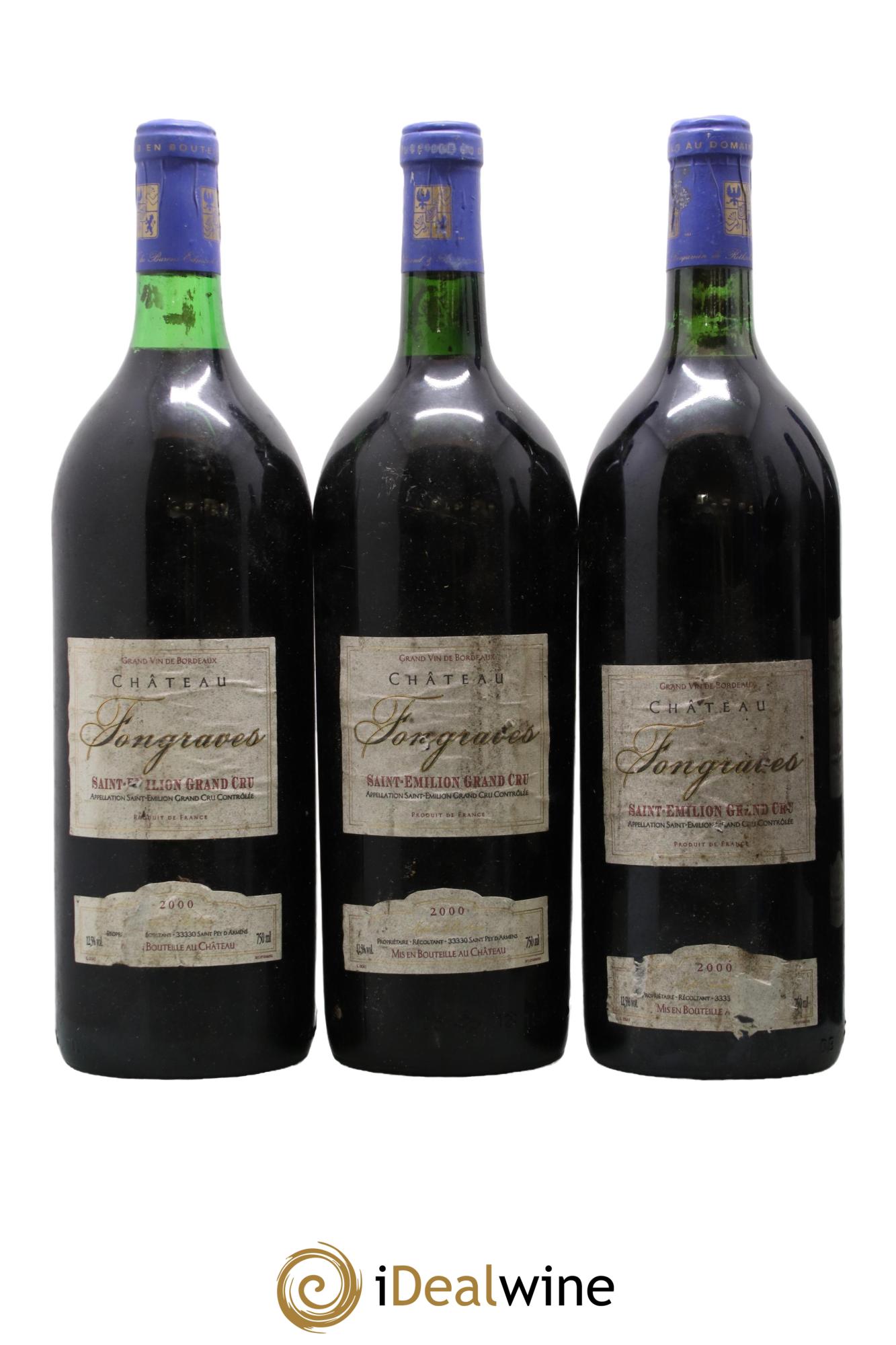 Saint-Émilion Grand Cru Château Fongraves 2000 - Lot of 3 magnums - 0