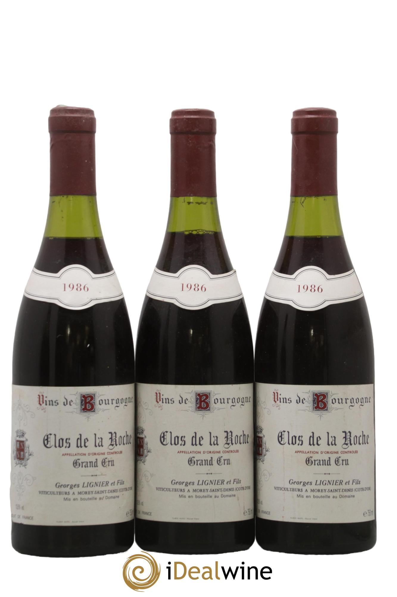 Clos de la Roche Grand Cru Georges Lignier (Domaine) 1986 - Lot of 3 bottles - 0
