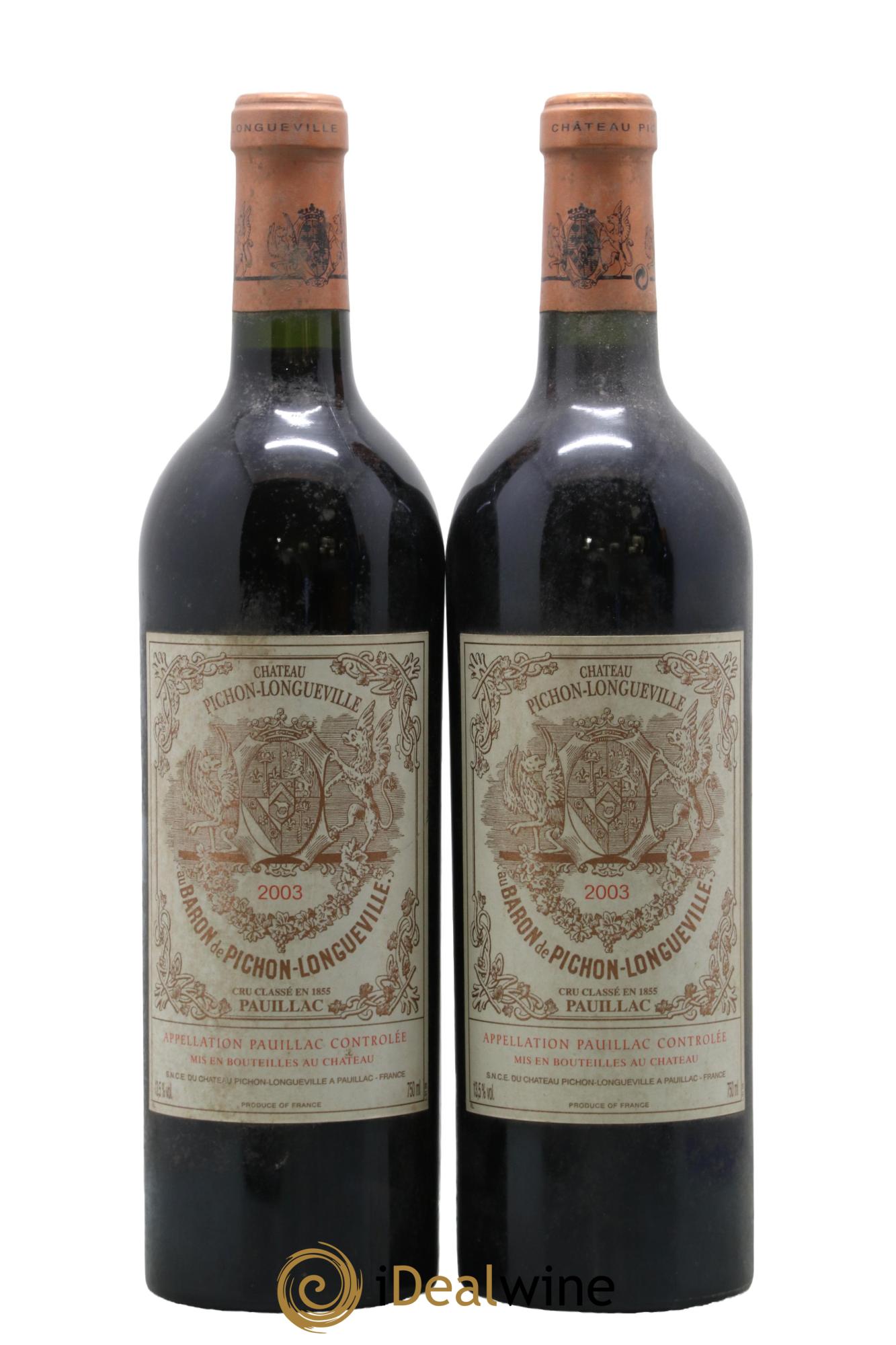 Pichon Longueville Baron 2ème Grand Cru Classé 2003 - Lot de 2 bouteilles - 0