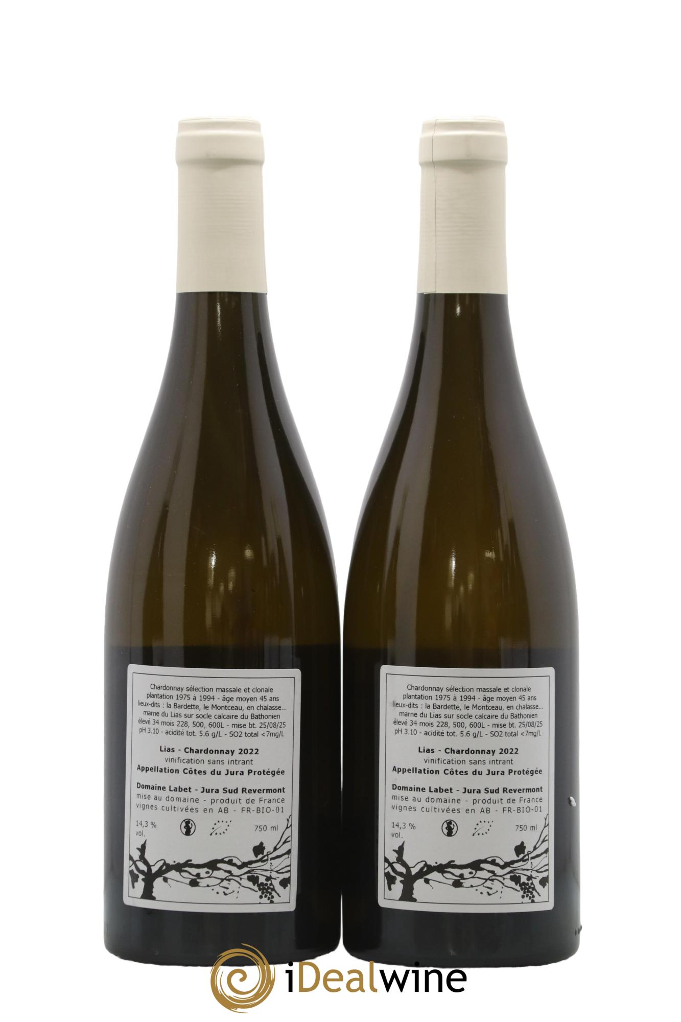 Côtes du Jura Chardonnay Lias Romain - Julien  - Charline Labet 2022 - Lot de 2 bouteilles - 1