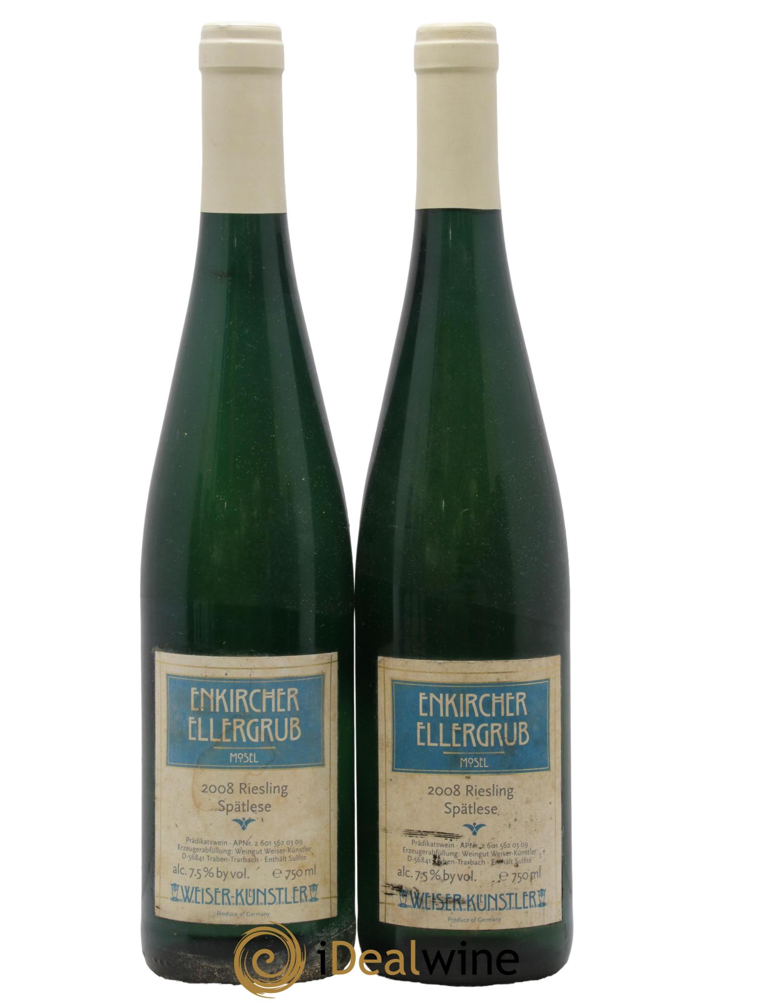 Allemagne Mosel-Saar Enkircher Ellergrub Riesling Spätlese Weiser Künstler 2008 - Lot de 2 bouteilles - 0