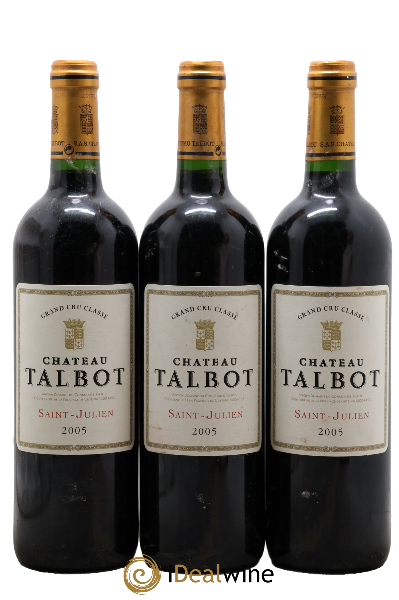 Château Talbot 4ème Grand Cru Classé 2005 - Lotto di 3 bottiglie - 0
