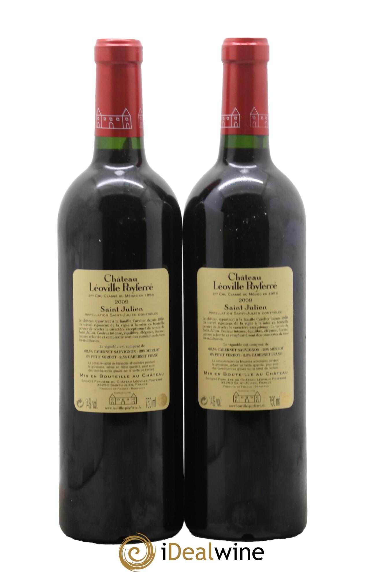 Château Léoville Poyferré 2ème Grand Cru Classé 2009 - Lot of 2 bottles - 1