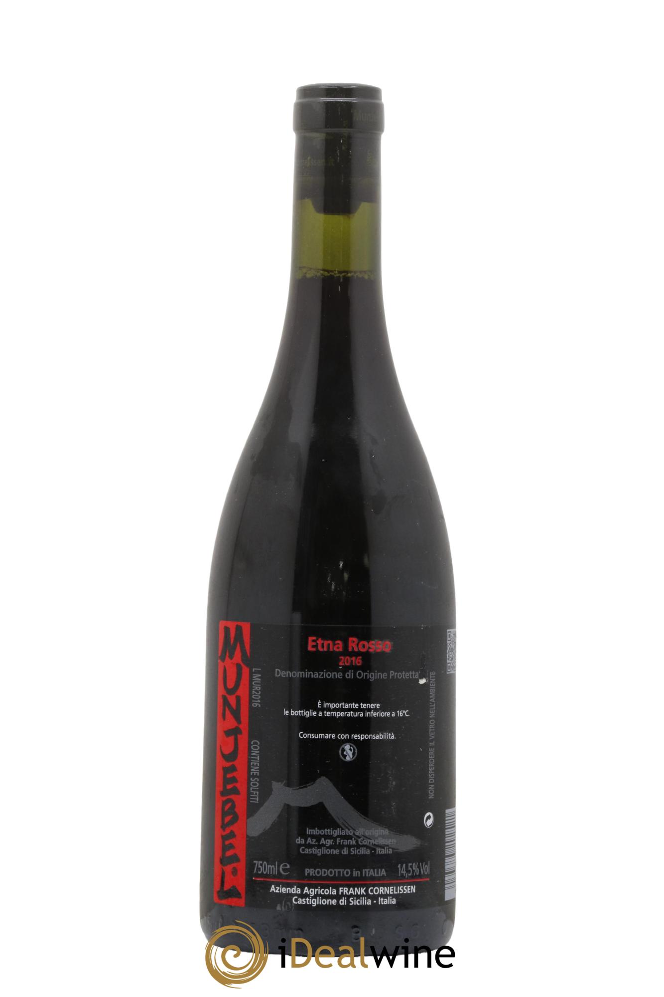 Terre Siciliane IGT Munjebel Rosso Frank Cornelissen 2016 - Lot de 1 bouteille - 0