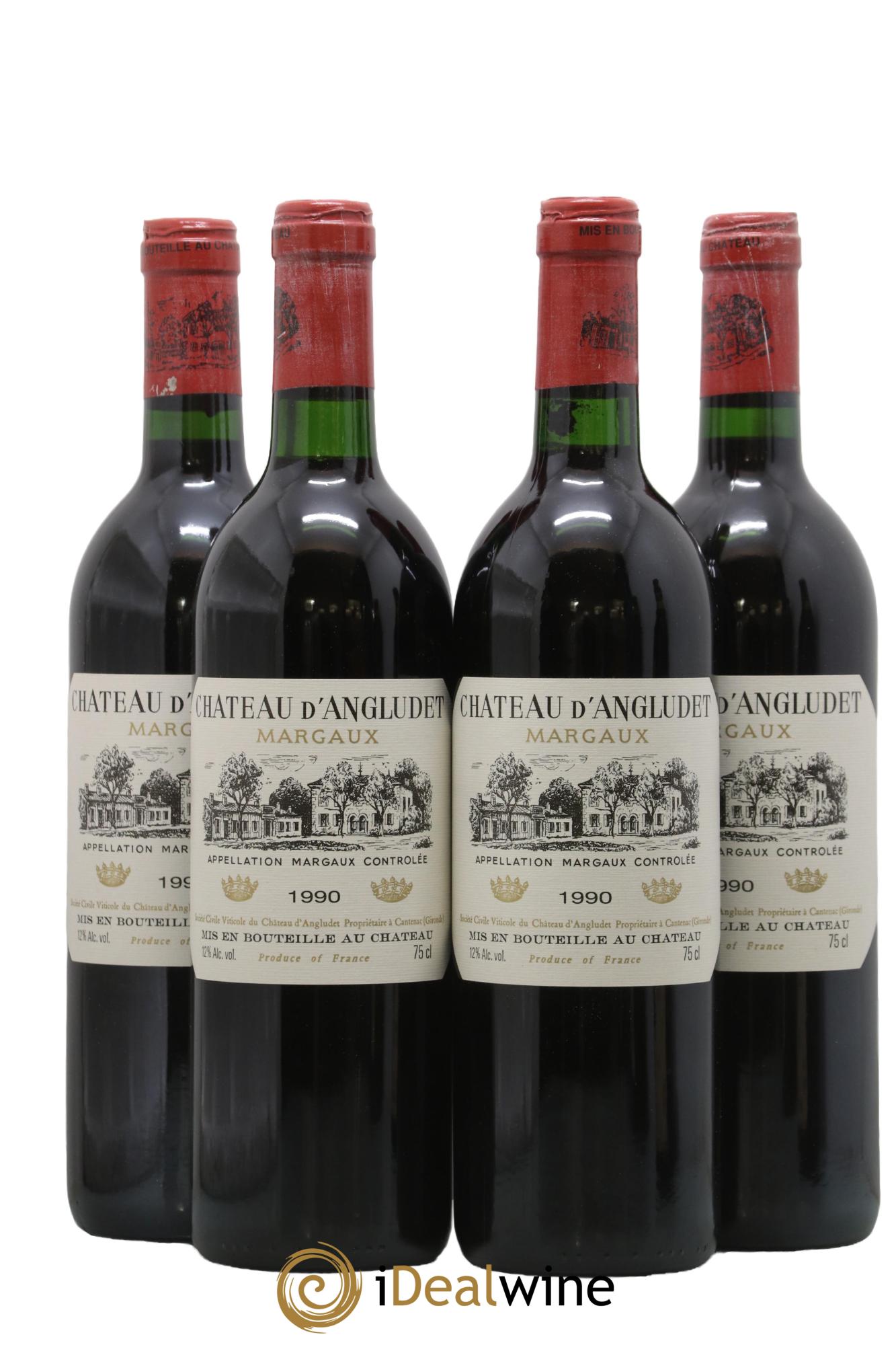 Château d' Angludet Cru Bourgeois 1990 - Lot of 4 bottles - 0