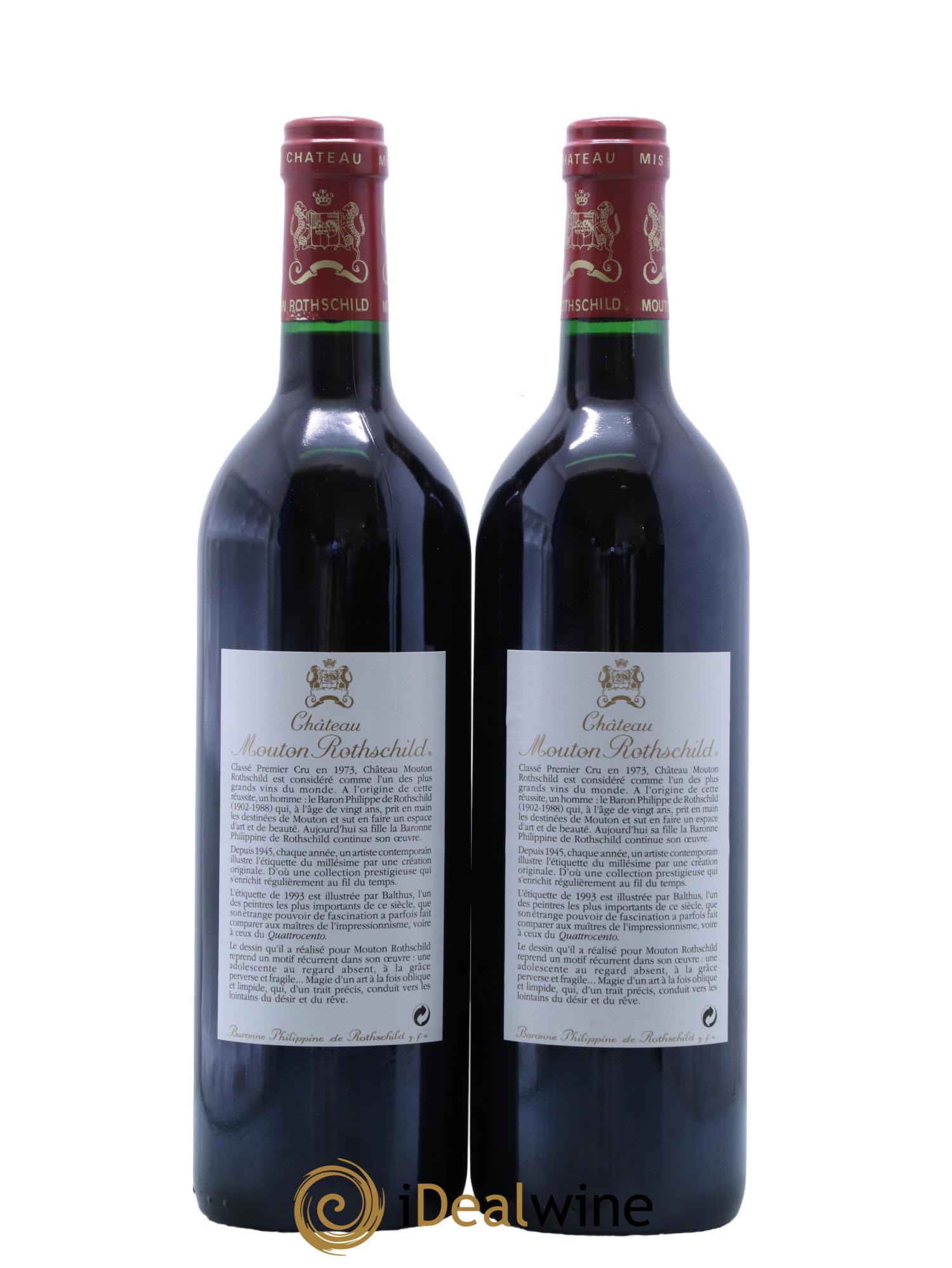 Château Mouton Rothschild 1er Grand Cru Classé 1993 - Lot de 2 bouteilles - 1