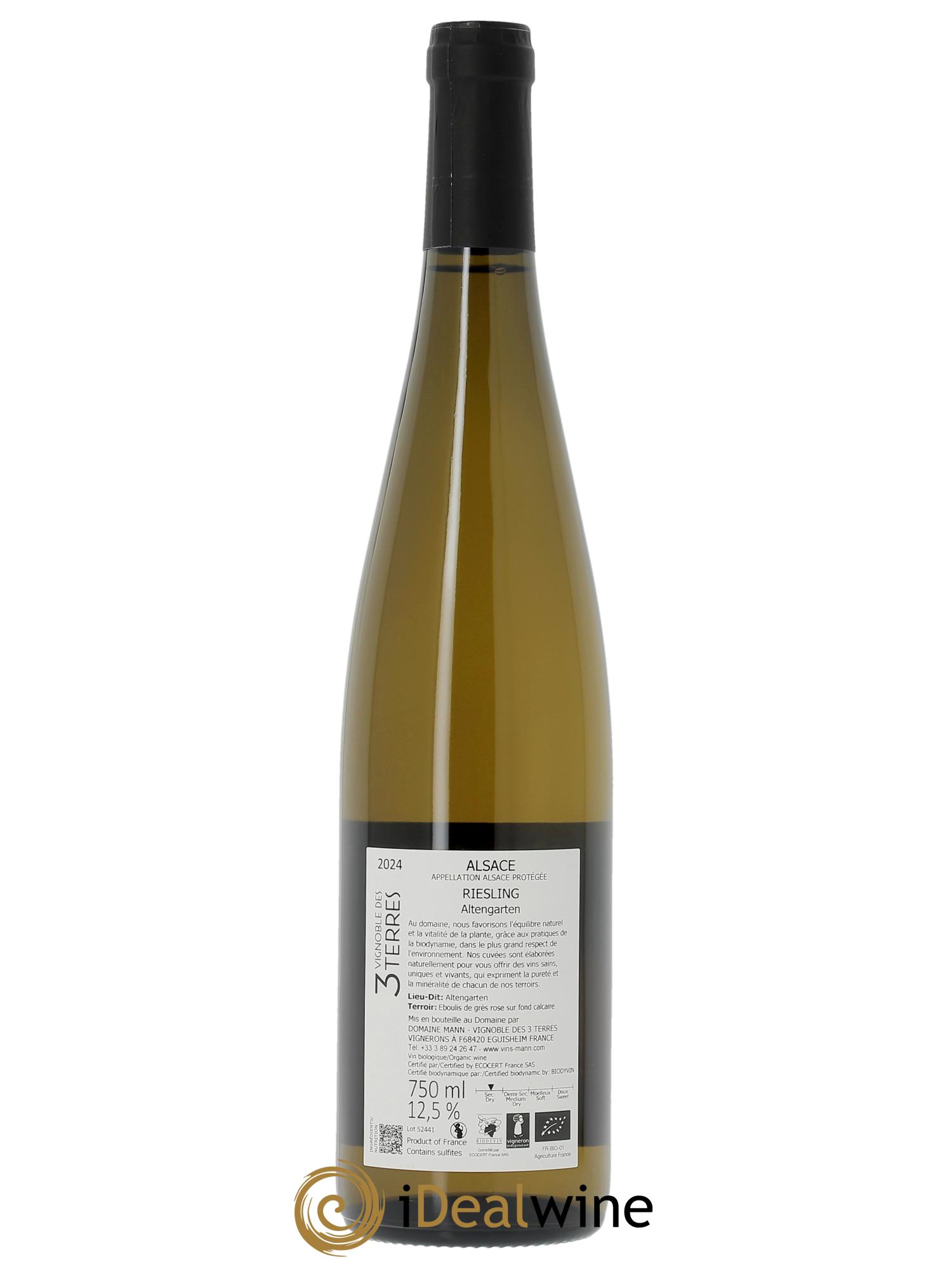 Alsace Riesling Lieu-dit Altengarten Vignoble des 3 Terres - Domaine Mann  2024 - Lot de 1 bouteille - 1
