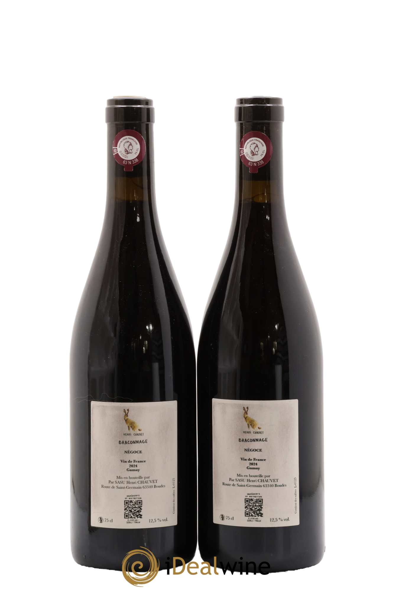 Vin de France Braconnage Henri Chauvet 2024 - Lot of 2 bottles - 1