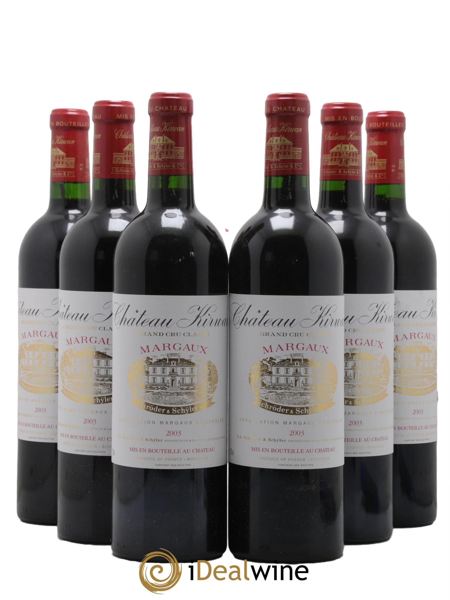 Château Kirwan 3ème Grand Cru Classé 2003 - Lot de 6 bouteilles - 0