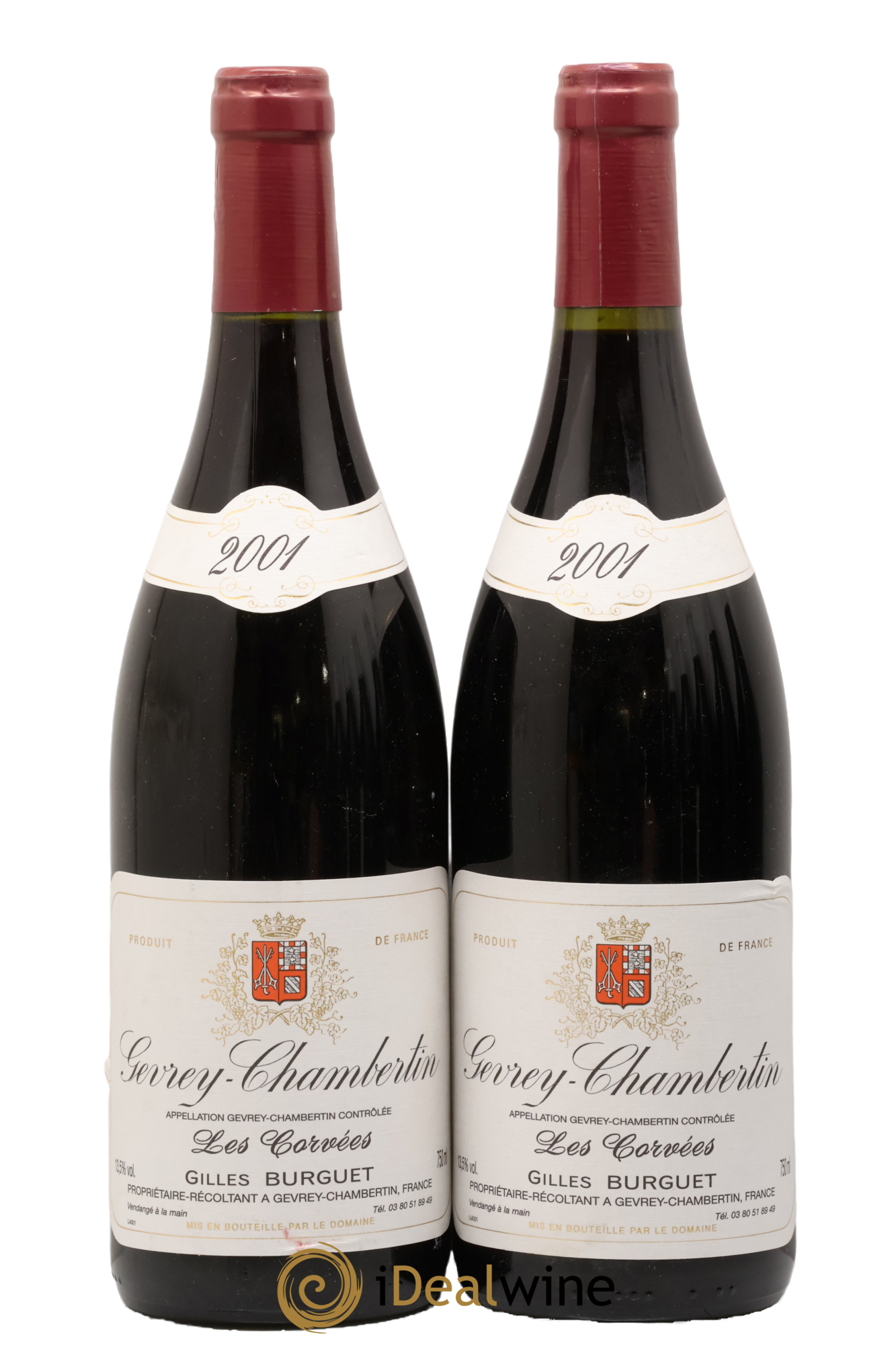 Gevrey-Chambertin Les Corvees Gilles Burguet 2001 - Lot of 2 bottles - 0