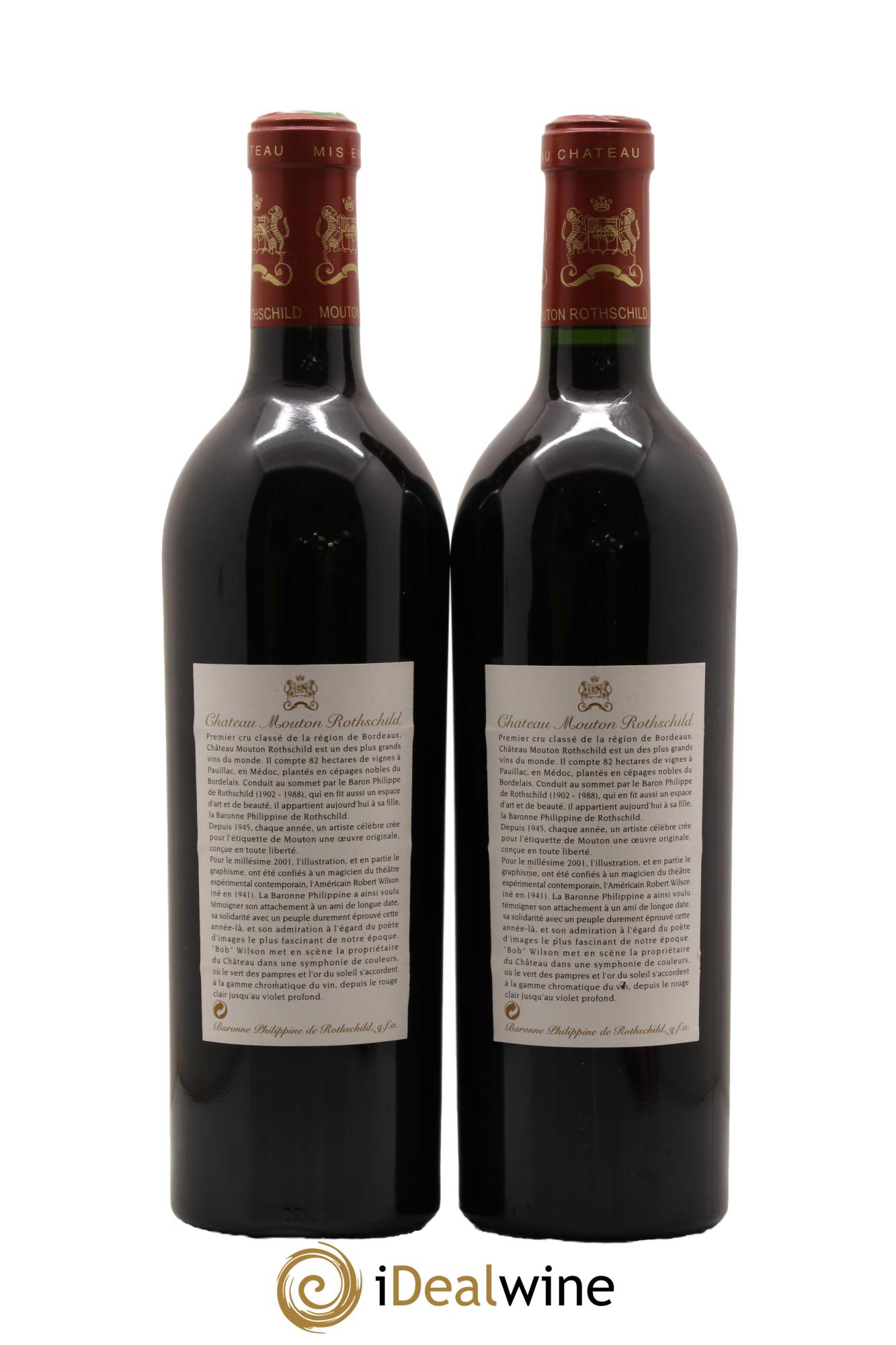 Château Mouton Rothschild 1er Grand Cru Classé 2001 - Lot de 2 bouteilles - 1