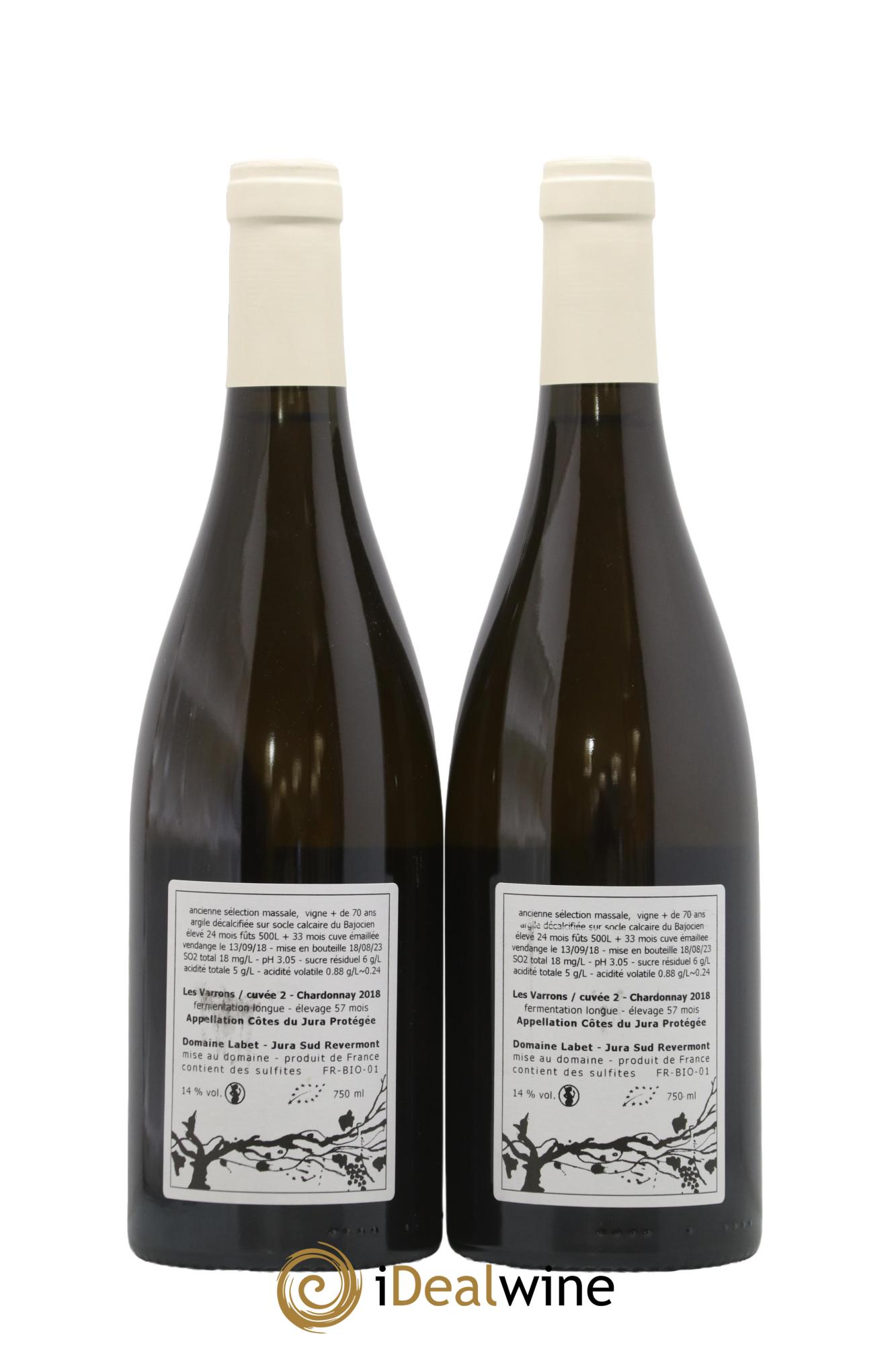 Côtes du Jura Les Varrons / Cuvée 2 - Elevage 57 mois Labet (Domaine) 2018 - Lot of 2 bottles - 1