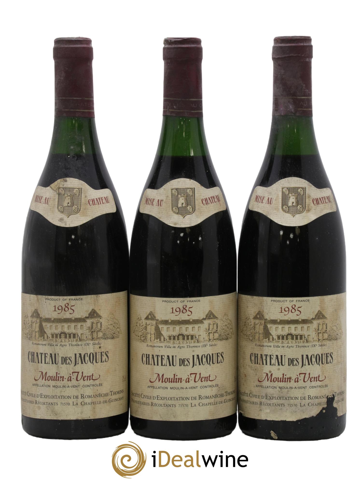 Moulin-à-Vent Château Des Jacques J.P Thorins 1985 - Lot de 3 bouteilles - 0