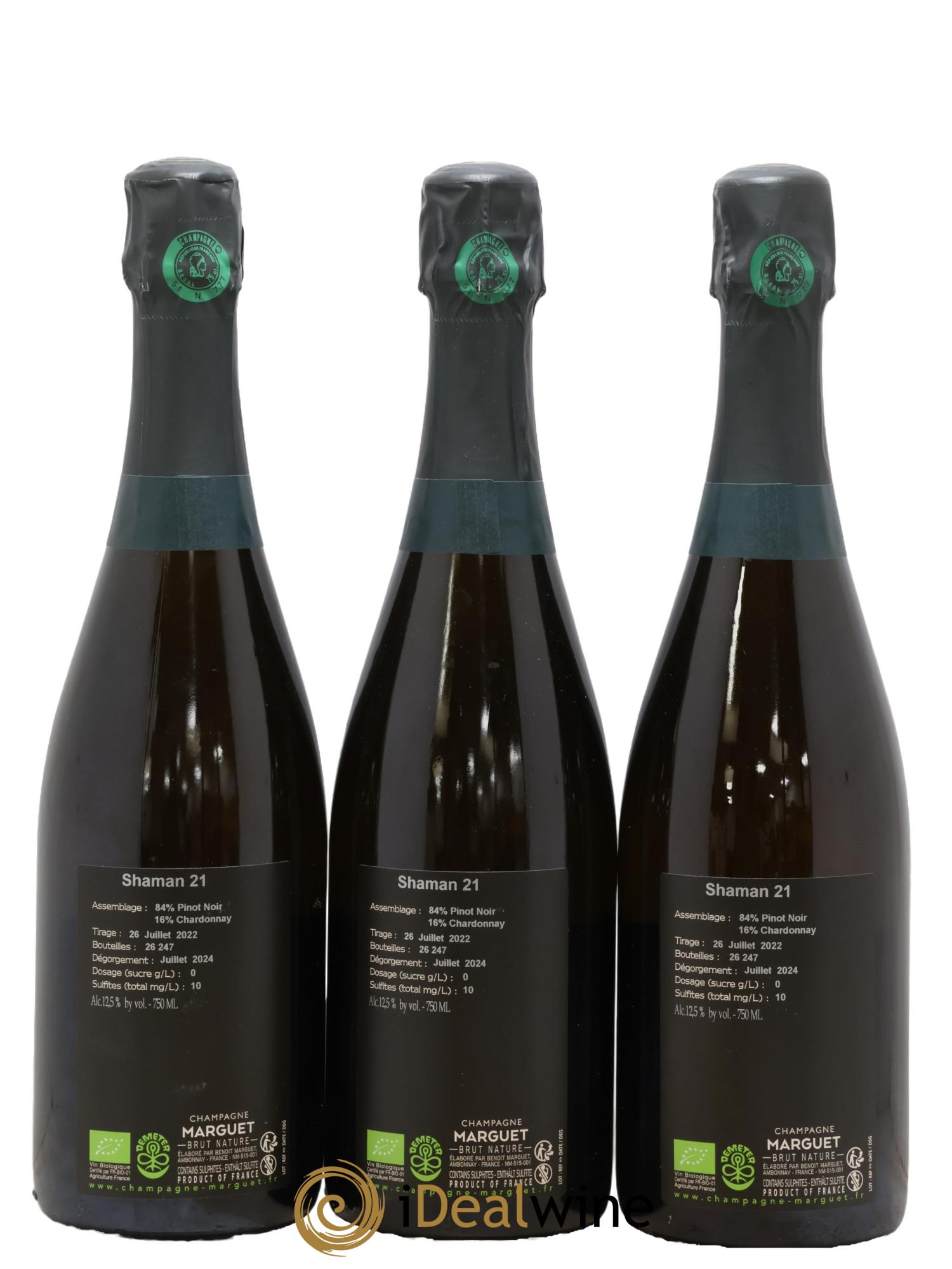 Shaman 21 Grand Cru Brut Nature Marguet Shaman Zéro Dosage Benoît Marguet 2021 - Lot de 3 bouteilles - 1