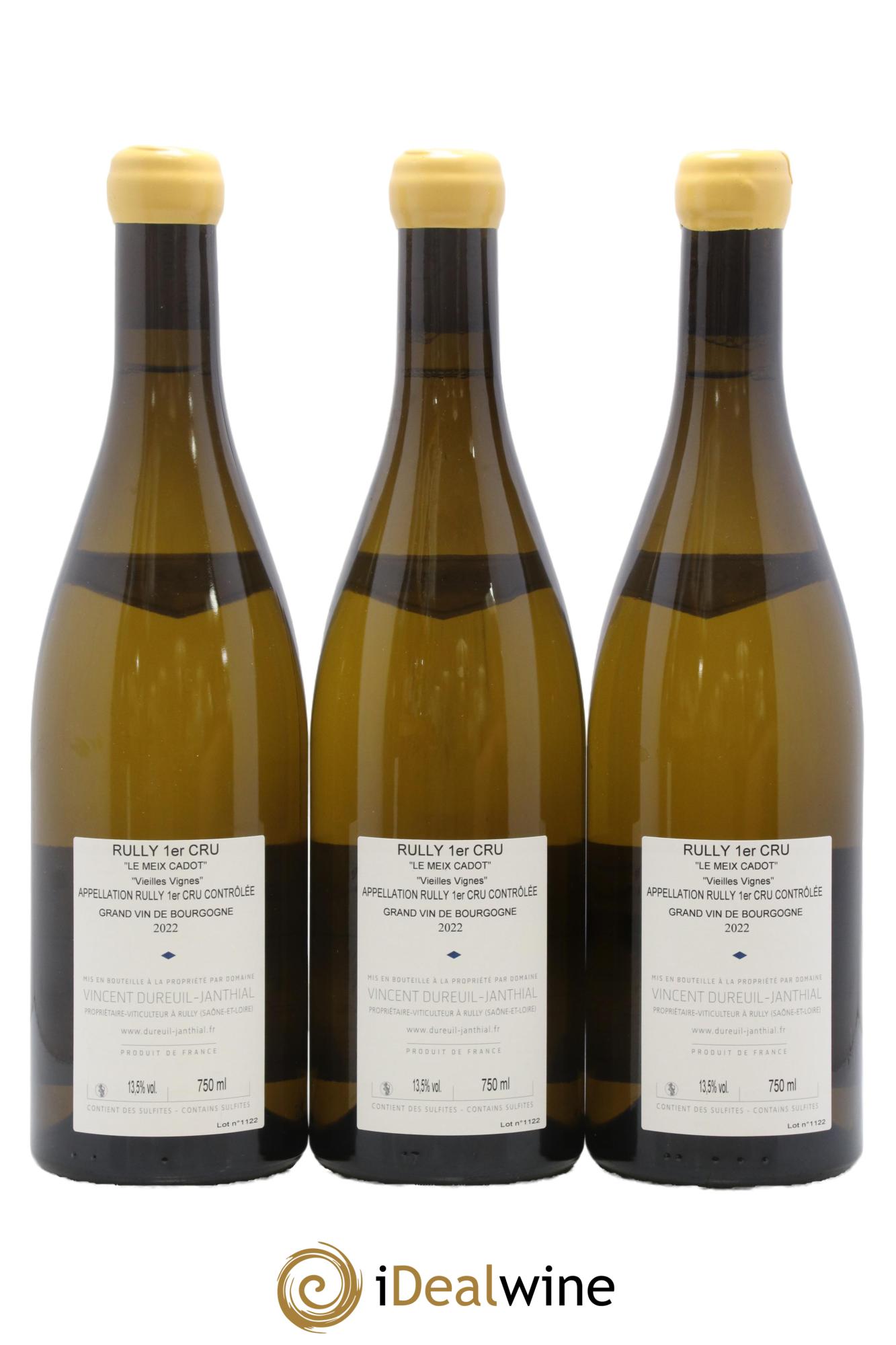 Rully 1er Cru Le Meix Cadot Vieilles Vignes Vincent Dureuil-Janthial 2022 - Posten von 3 Flaschen - 1