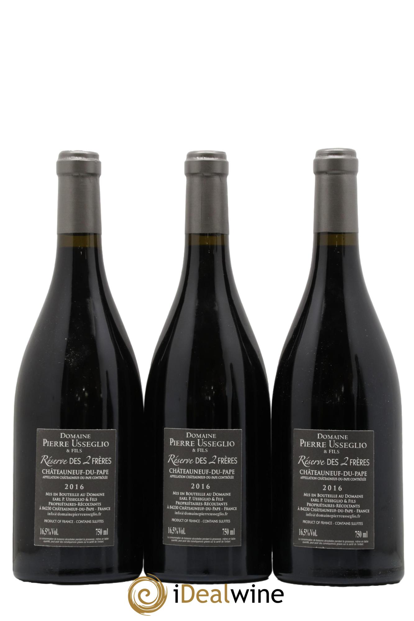 Châteauneuf-du-Pape Réserve des 2 frères Pierre Usseglio & Fils 2016 - Lot de 3 bouteilles - 1