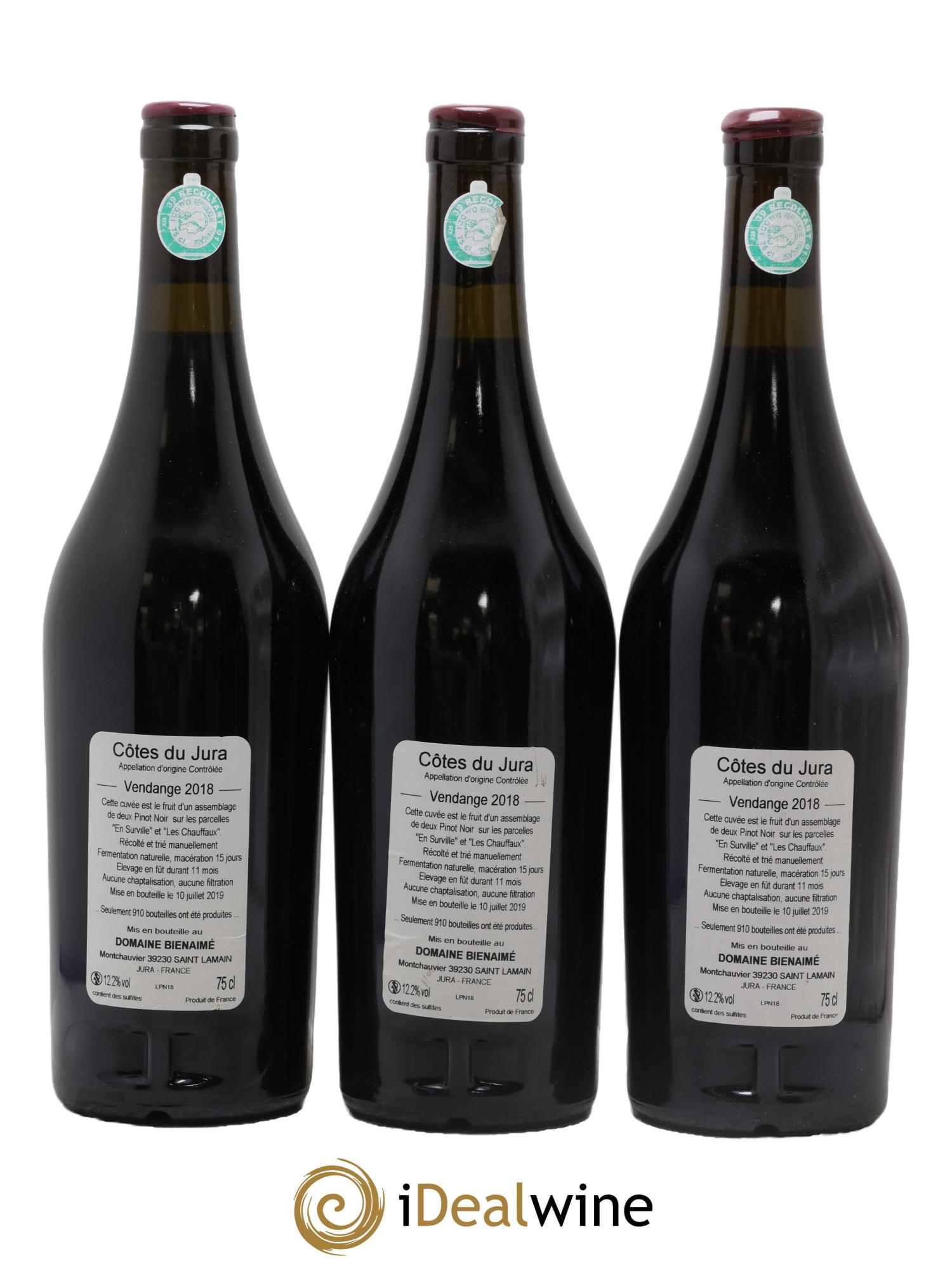 Côtes du Jura Pinot Noir Bruno Bienaimé 2018 - Lot of 3 bottles - 1