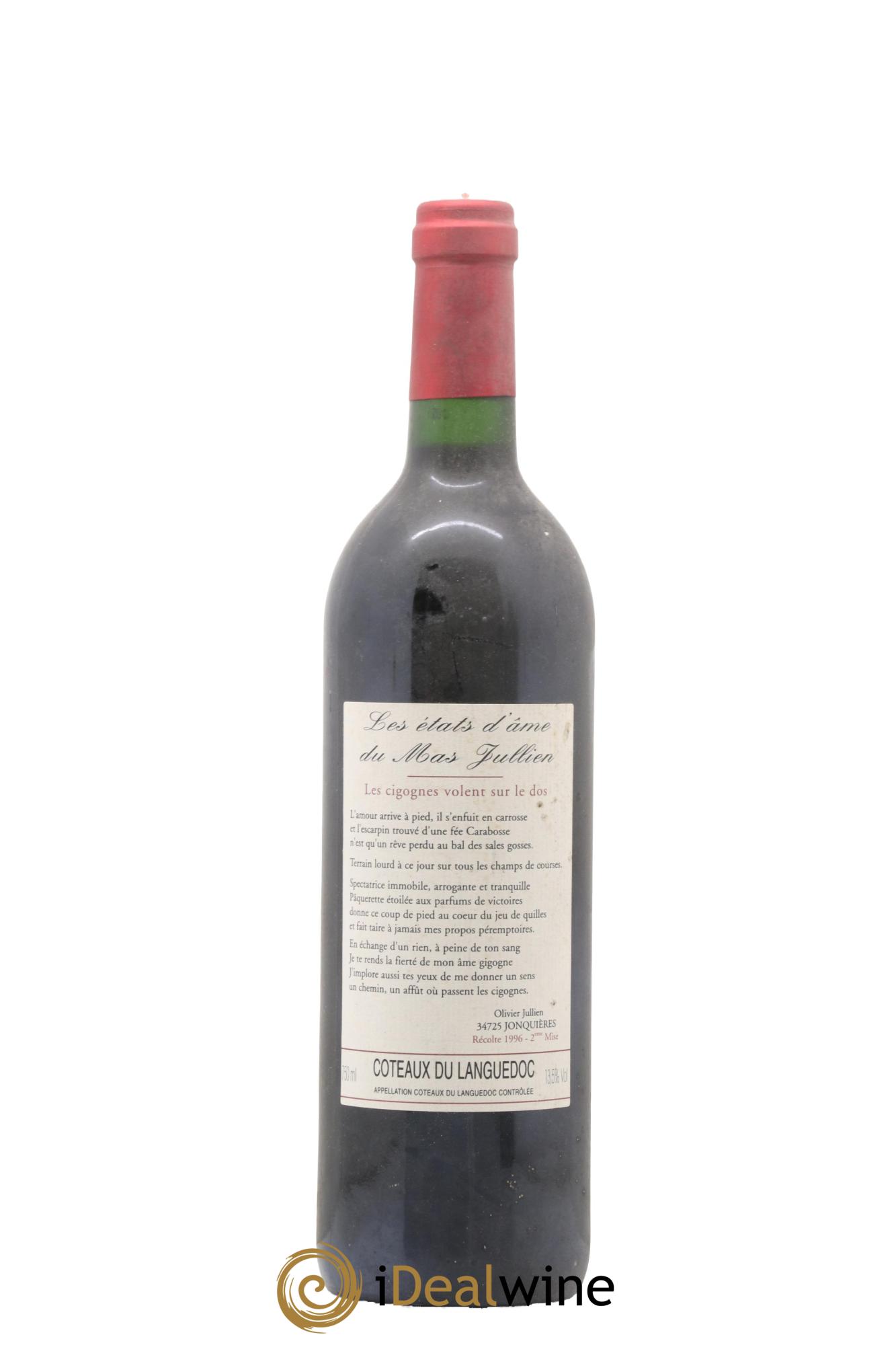Terrasses du Larzac Mas Jullien Les Etats d'Ame du Mas Jullien Olivier Jullien 1996 - Lot de 1 bouteille - 0