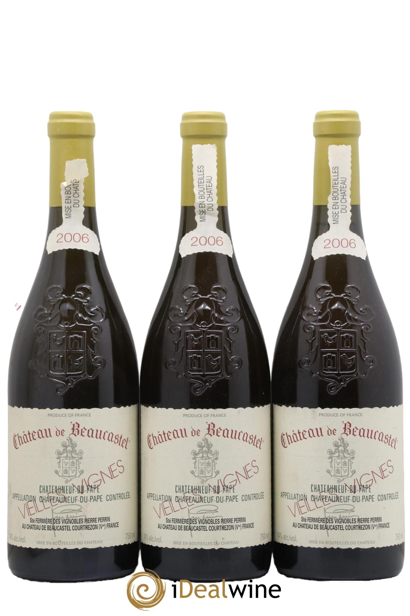Châteauneuf-du-Pape Château de Beaucastel Vieilles vignes Roussanne Famille Perrin 2006 - Lot of 3 bottles - 0