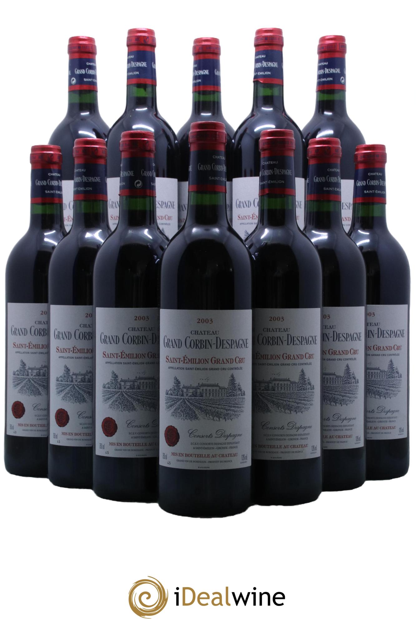 Château Grand Corbin Despagne Grand Cru Classé 2003 - Lot de 12 bouteilles - 0