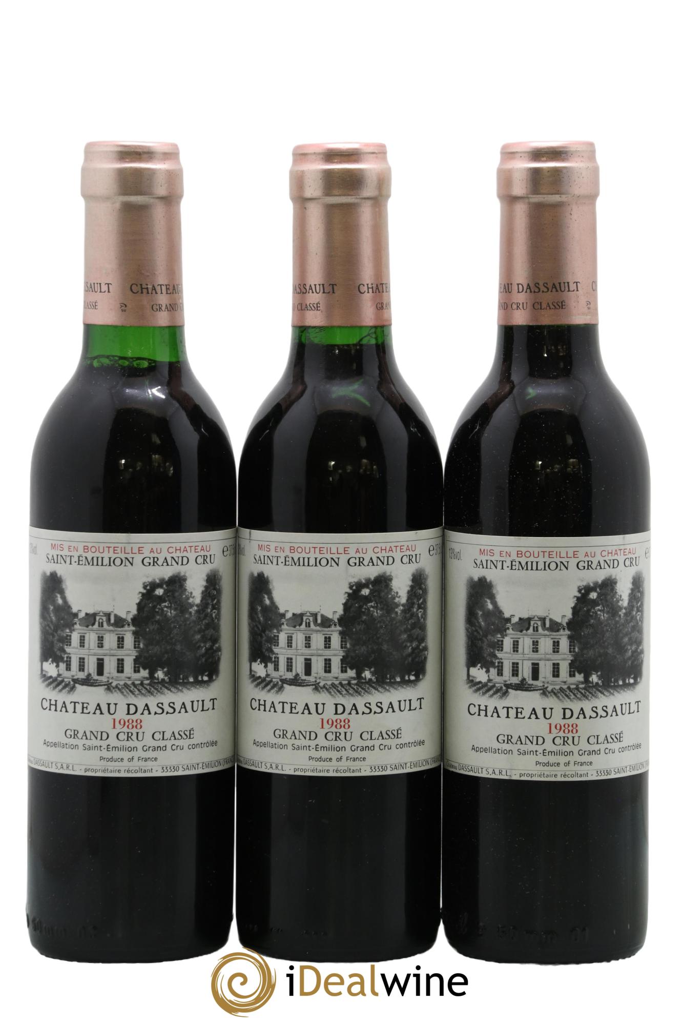 Château Dassault Grand Cru Classé 1988 - Lot of 3 half-bottles - 0
