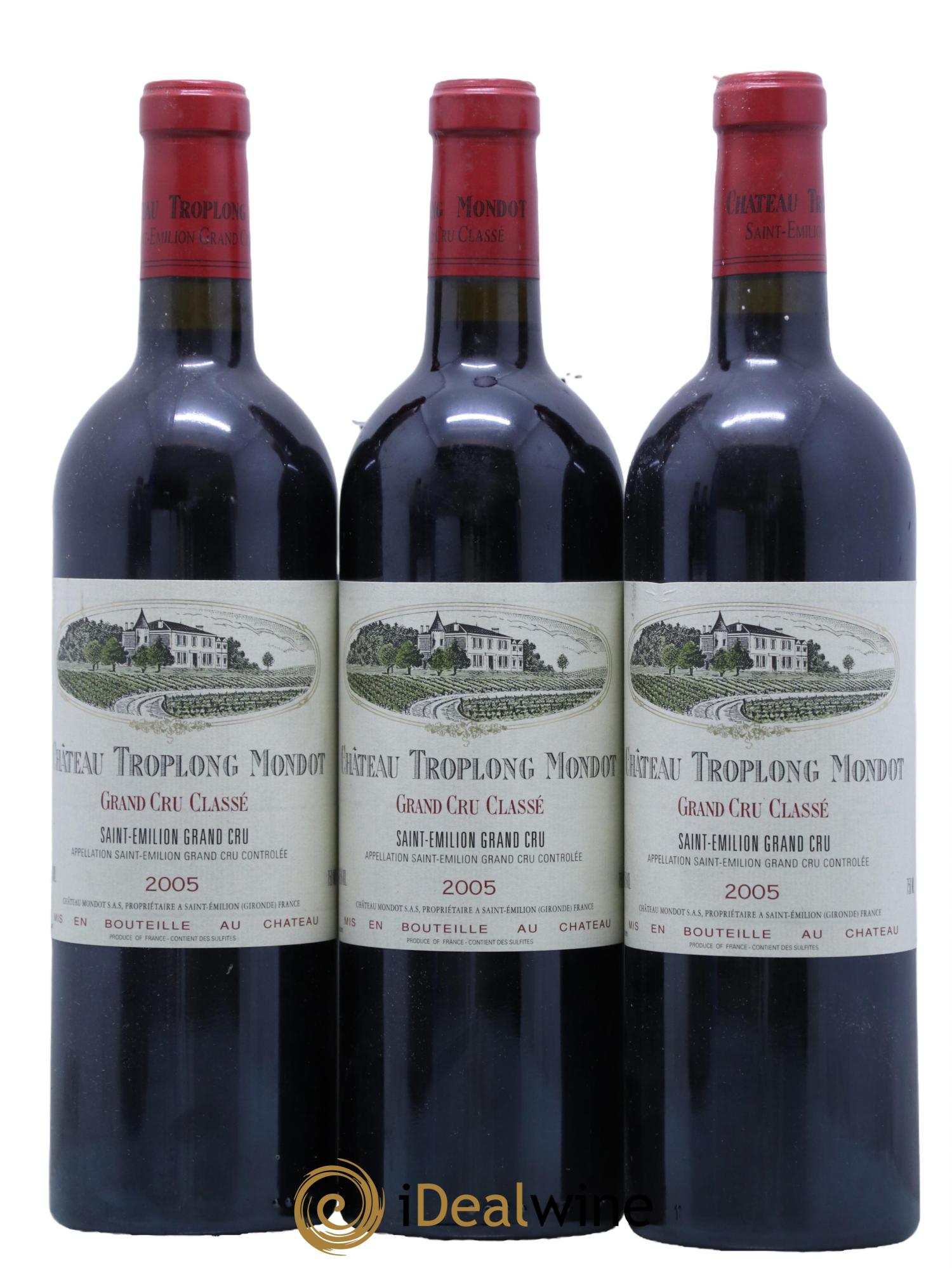 Château Troplong Mondot 1er Grand Cru Classé B 2005 - Lot de 3 bouteilles - 0