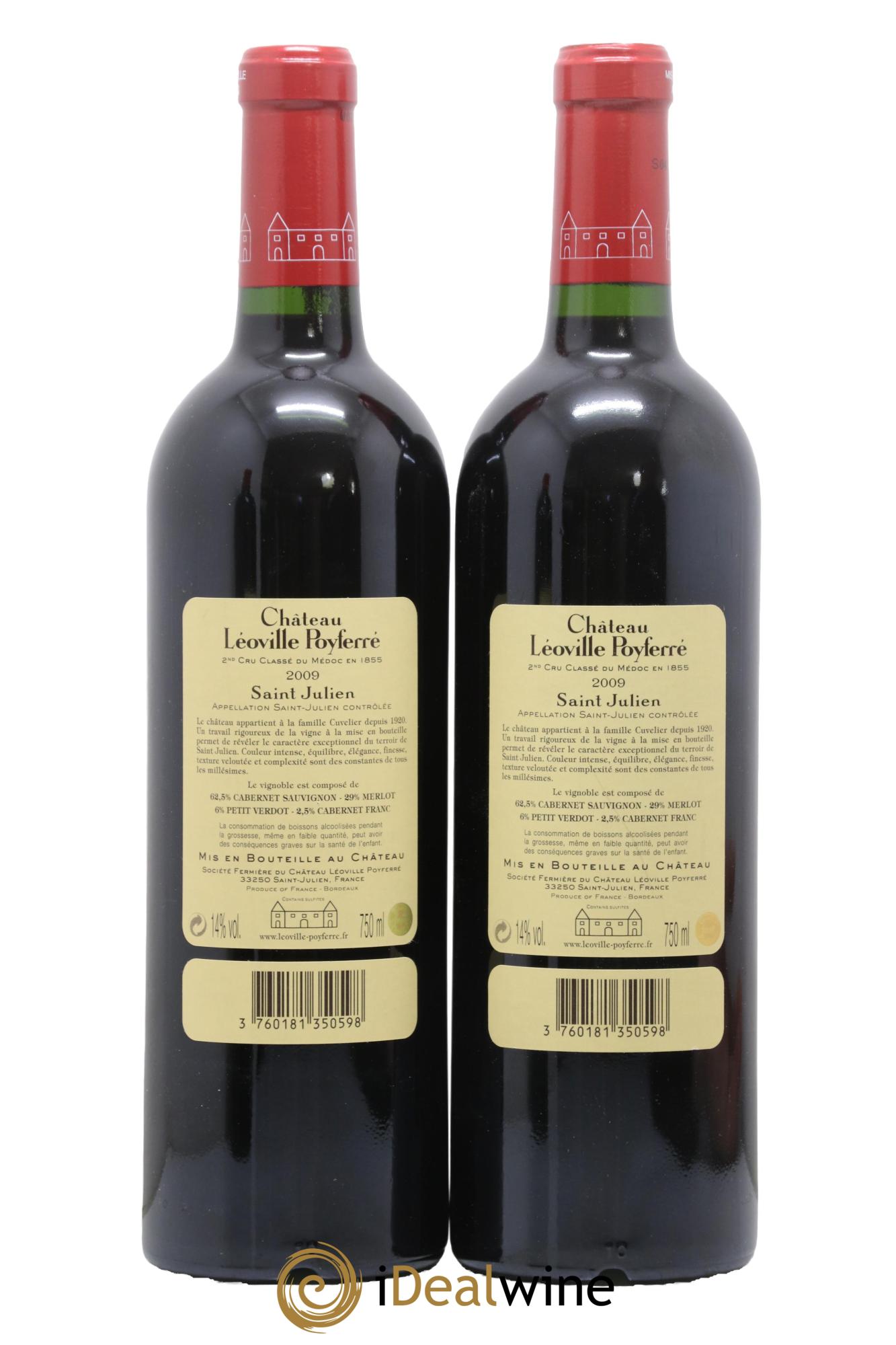 Château Léoville Poyferré 2ème Grand Cru Classé 2009 - Lot de 2 bouteilles - 1
