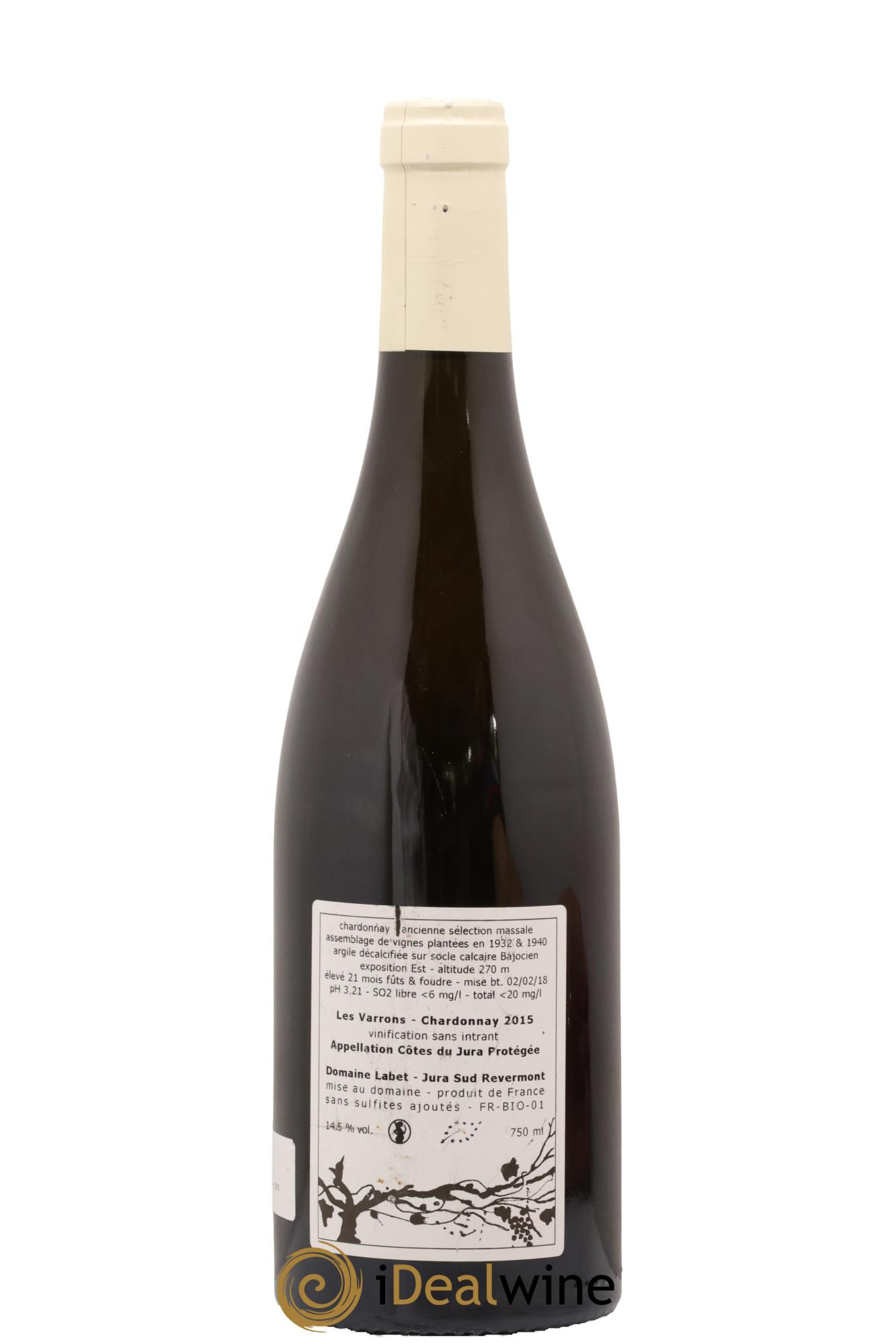 Côtes du Jura Chardonnay Les Varrons Romain - Julien - Charline Labet 2015 - Posten von 1 Flasche - 1