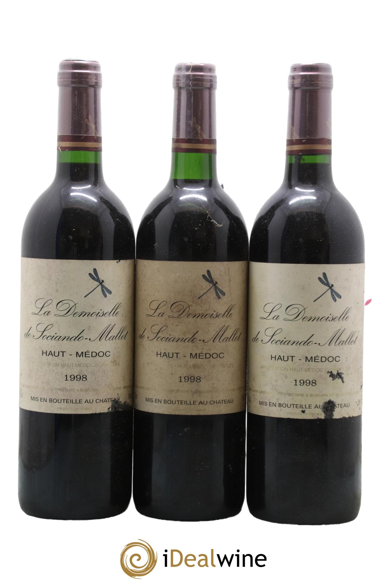 Demoiselle de Sociando Mallet Second Vin 1998 - Lot de 3 bouteilles - 0